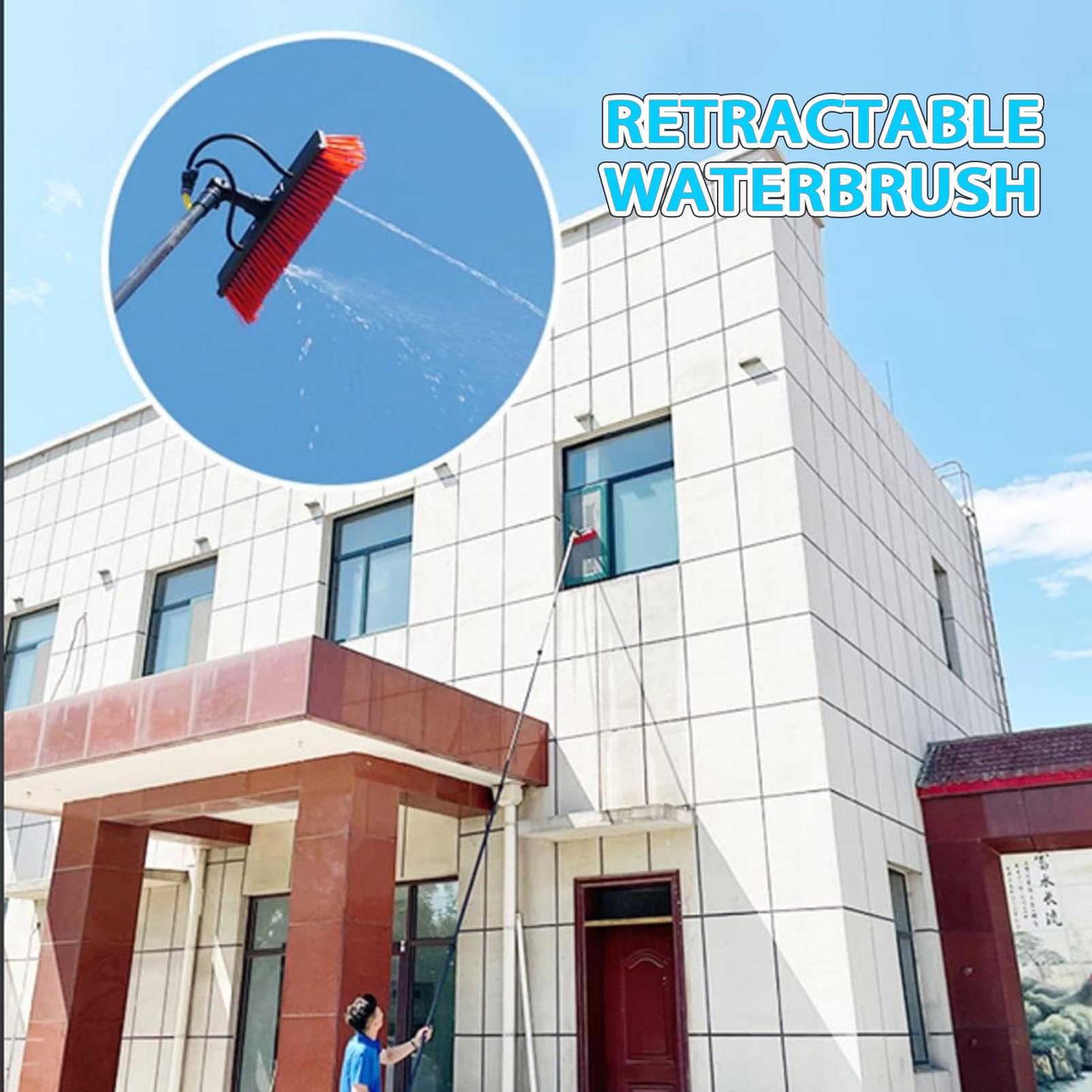 Teles - Spazzola per la pulizia dei pannelli solari alimentati ad acqua, 35 cm-6 m, strumento per esterni per un'efficace manutenzione e pulizia dei pannelli fotovoltaici