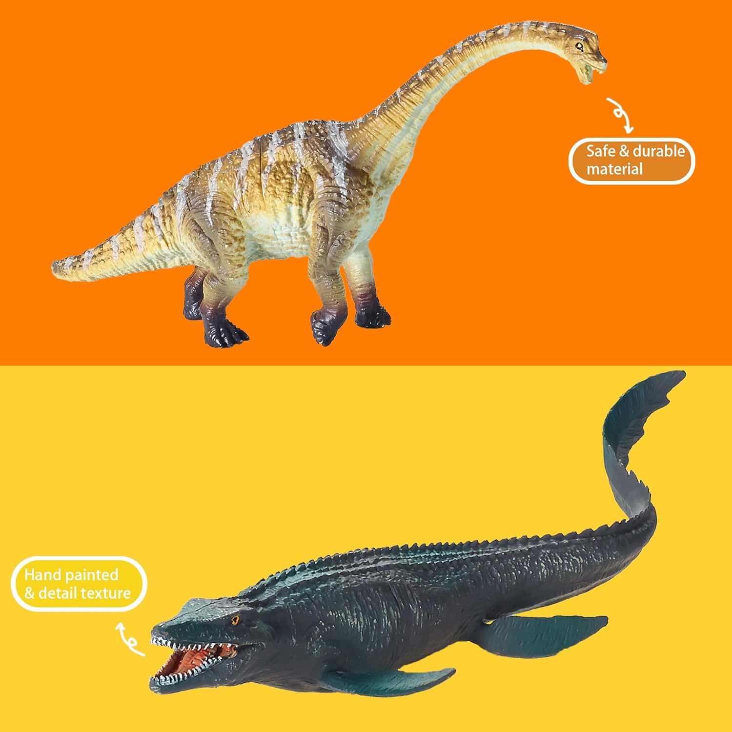 JR PARK Realistic Dinosaur Figures Toy Set, 6 Pack Educational Dino Models with T-Rex, Pterodactyl, Velociraptor, Stegosaurus for Kids (16 Pteranodon Se (6 Brachiosaurus Set (6 inches Each))