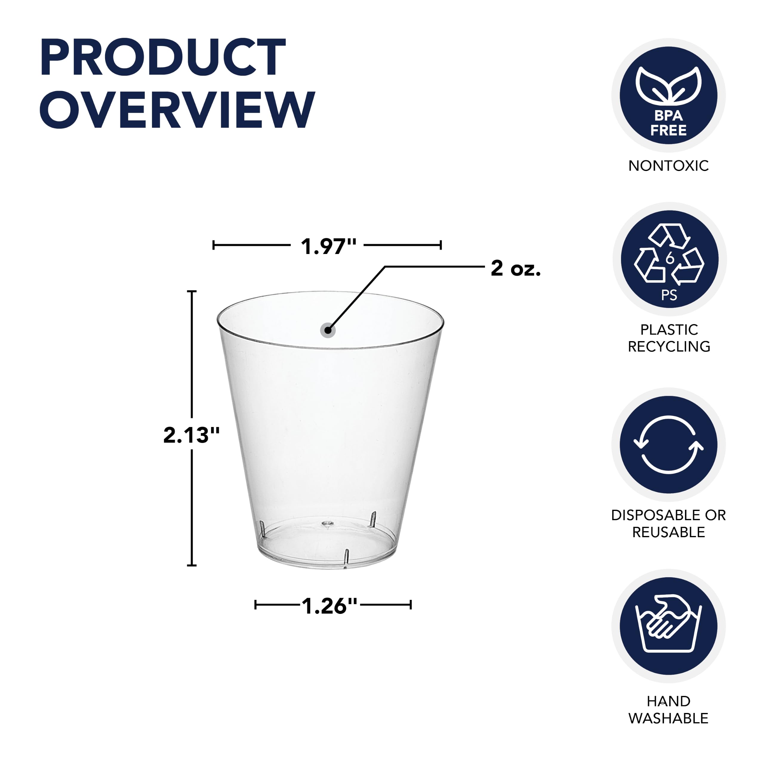 Party Essentials - Vasos de chupito de plástico duro (60 ml)