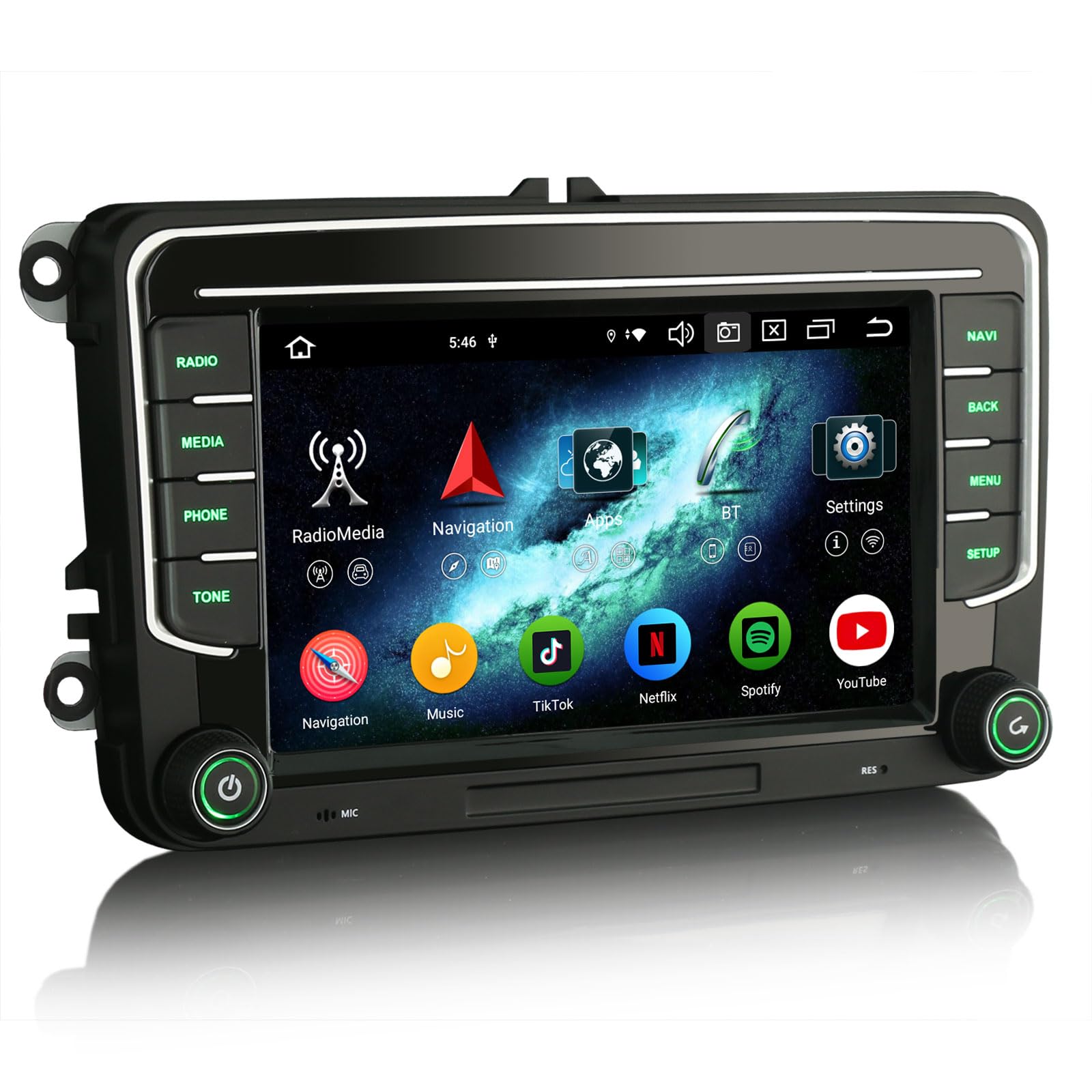 Erisin 8-Core 4GB+64GB 7 pollici Android 14 Autoradio Bluetooth GPS Navigatore per VW Polo 6R Crafter Amarok Caddy Transporter T6 Skoda Yeti CarPlay Android Auto WiFi 4G DSP DAB+ RDS OBD2 Canbus OPS
