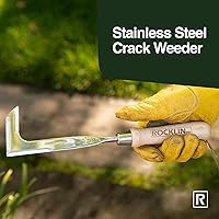 Vista 3 de Rocklin™ Desmalezadora de Grietas – Herramienta Manual de Desmalezado de Grietas de Acero Inoxidable de 13" con Mango de Madera de Haya – Hoja