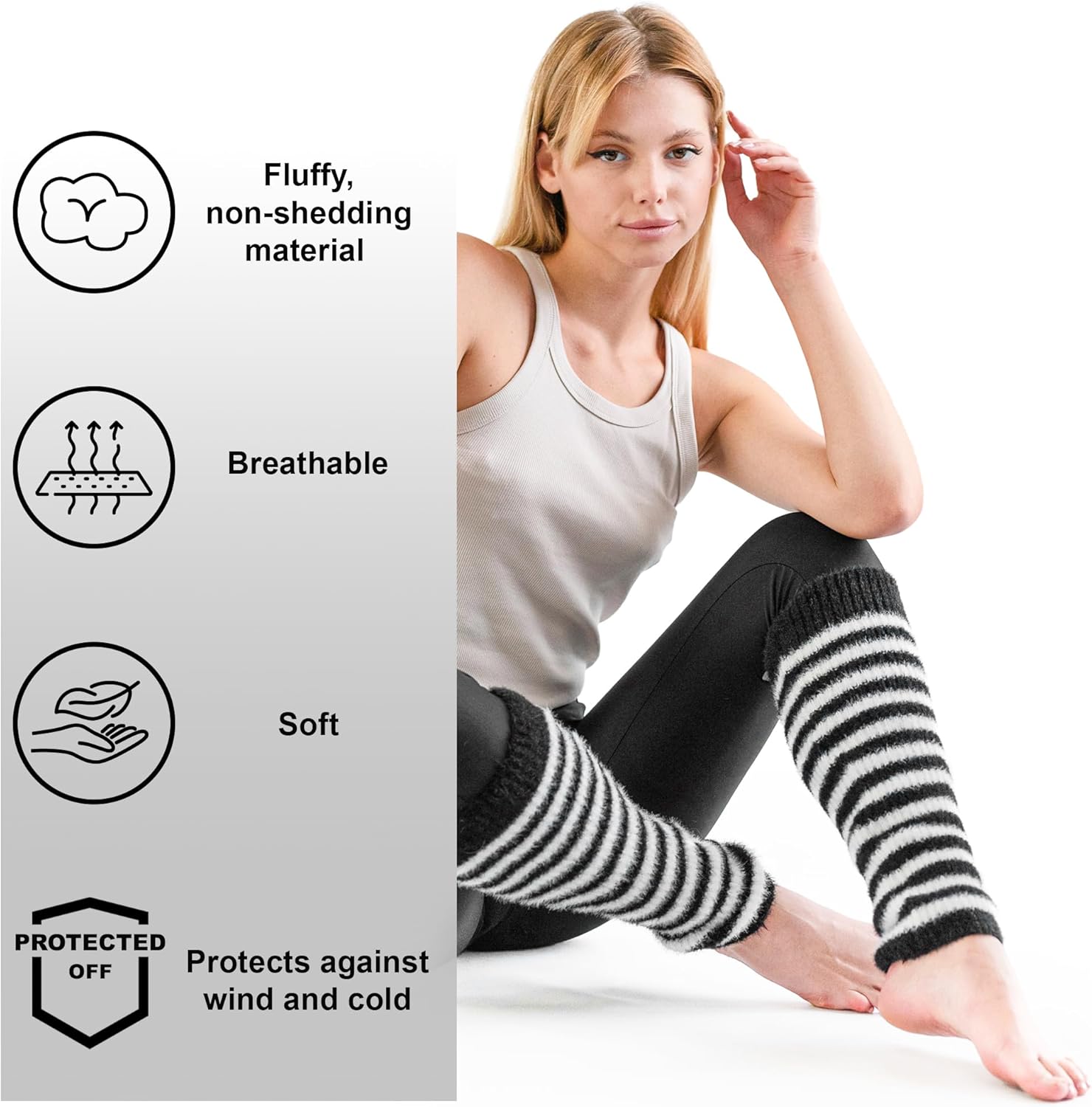 Knit Leg Warmers for Women - Long Wool Boot Ankle Warmers - for Ballet Ice Skating Dance Legwarmers - Image 2