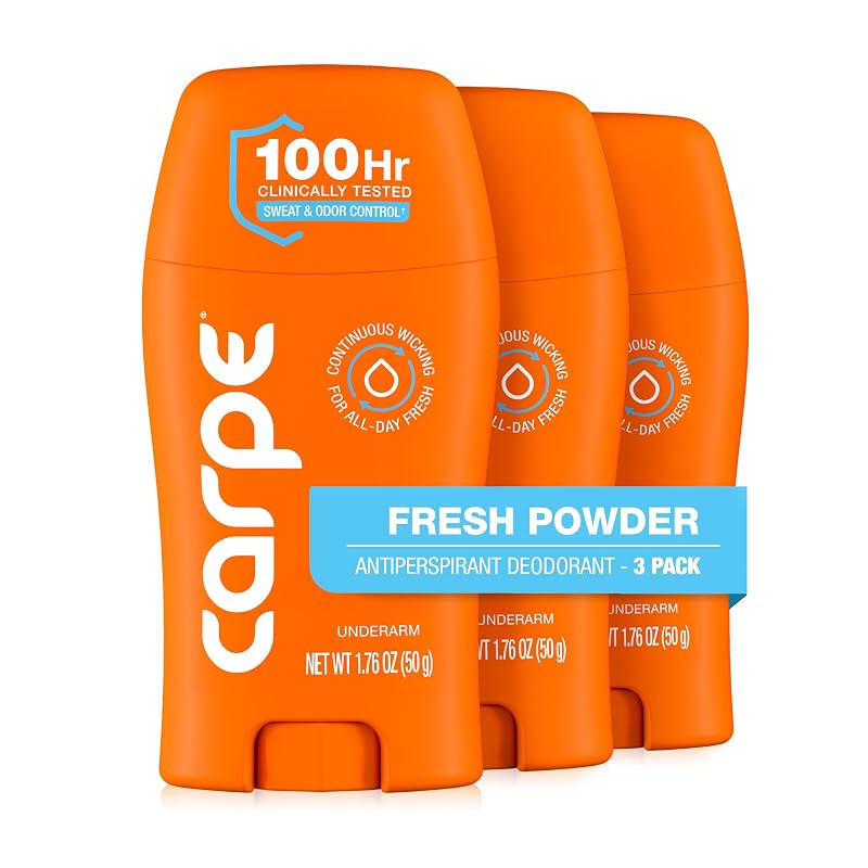 Desodorante antitranspirante Carpe Fresh Powder para homens e mulheres — Pacote com 3