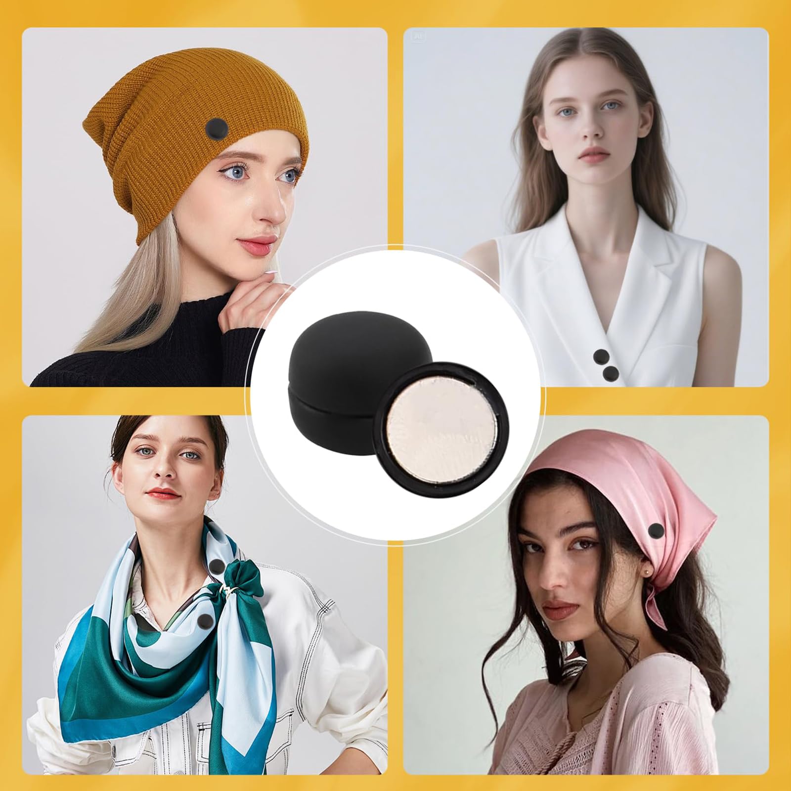 Aimants Hijab Extra Puissants,10Pcs Épingles Magnétiques Multi-usages Sans Broches Boutons Aimantés Compacts Résistants à Usure Alliage pour Vêtements et Écharpes Femmes et Hommes (5 Couleurs)