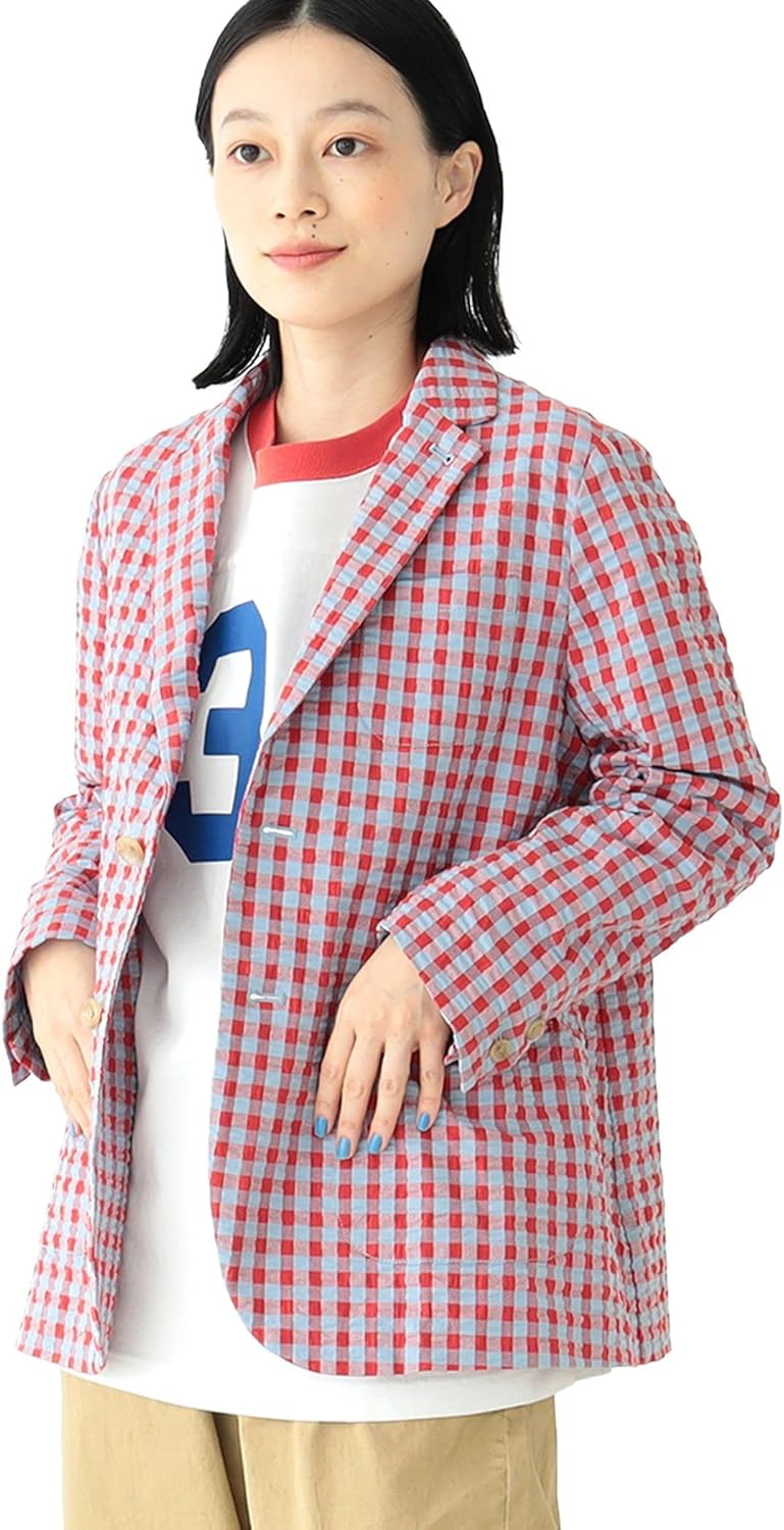 Amazon | [ビームスボーイ] ジャケット ストレッチ サッカー ギンガム