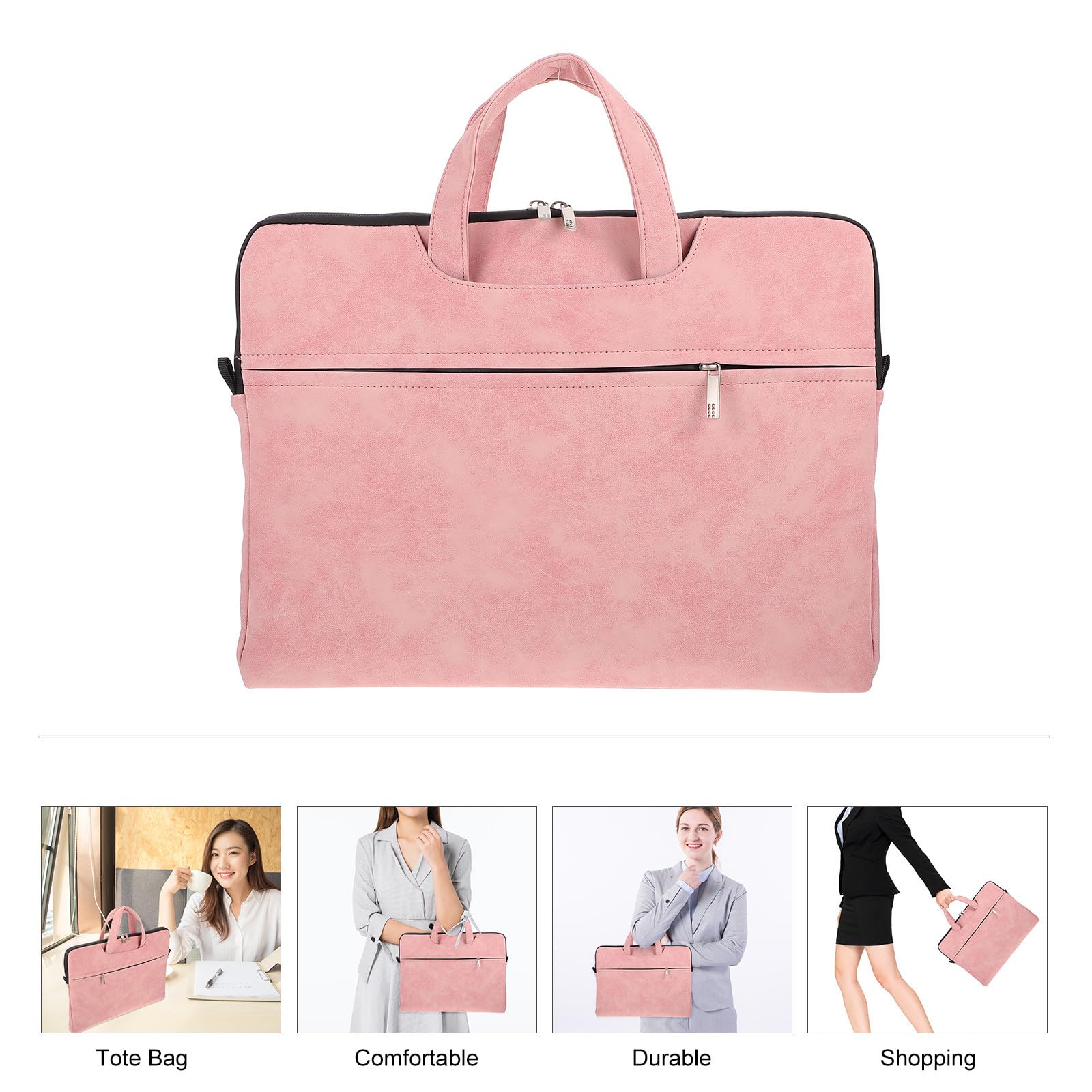 Borsa a Tracolla per Laptop 15,6" Rosa Antivento e Antigraffio, Custodia Protettiva Leggera per Computer e Tablet, Tracolla Regolabile, per Donne in Viaggio e Uso Quotidiano
