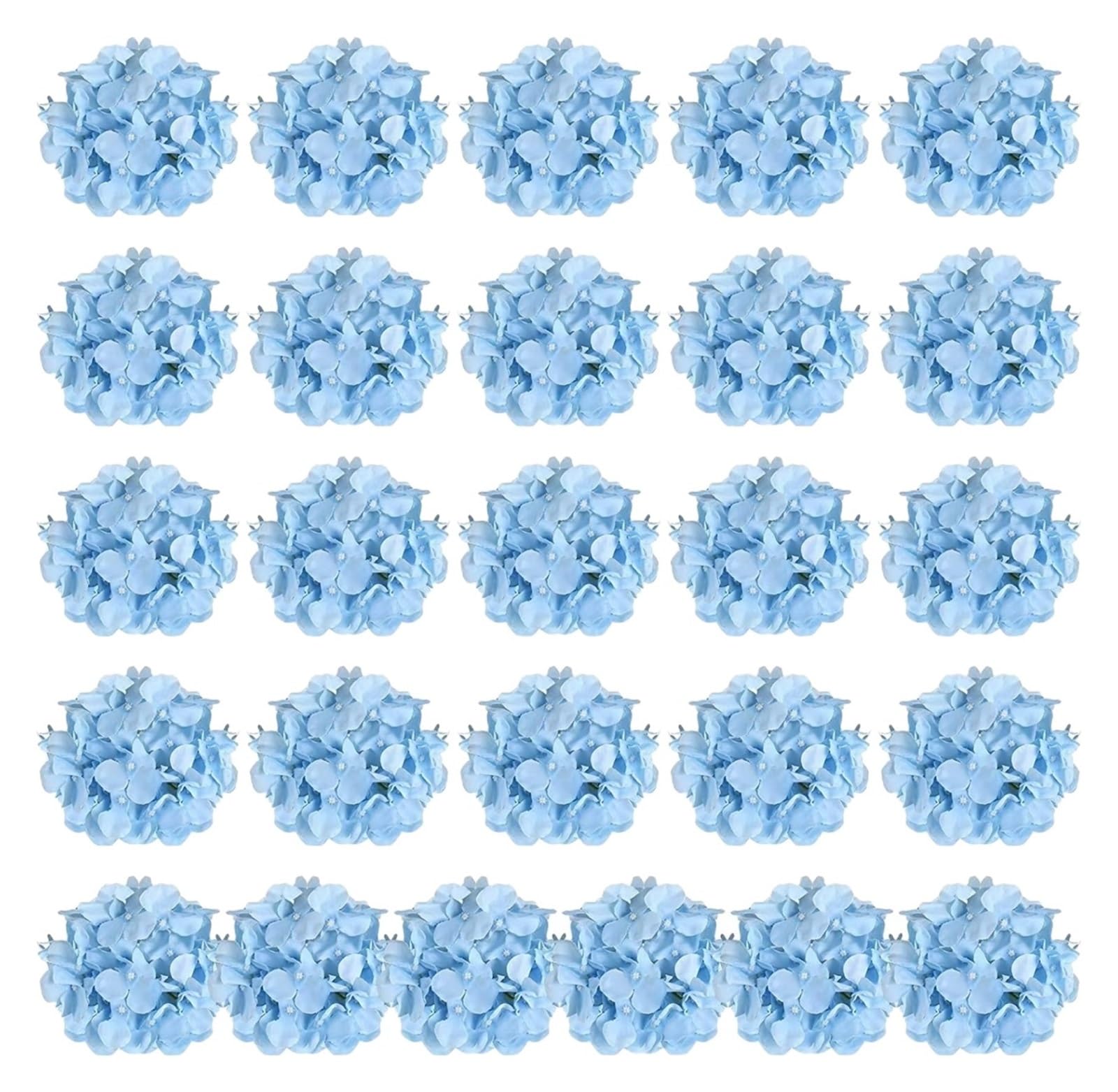 Casetlong 40/80/100Pcs Artificial Flowers Silk Hydrangea Heads Stems For Wedding Fake(Blue,40pcs)