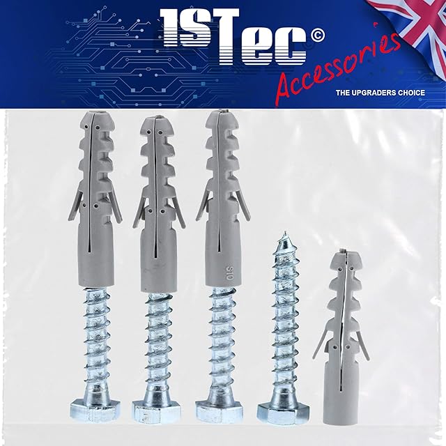 1STec 4 x M10 x 50 mm Strong Galvanised Satellite Anchor Nylon Mungo Wall Plug + Heavy Duty Coach Screw with 13mm HEX Bolt Head for Fixing Aerial Mast Sky Dishes TV Mount Brackets Shelving Racking