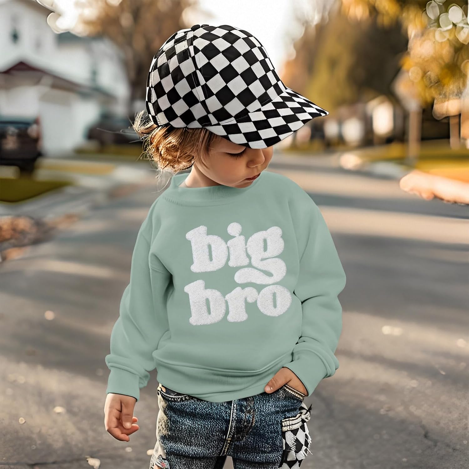 Big Brother Sweatshirt Toddler Boy Big Bro Chenille Patch Letter Print Pullover Crewneck Long Sleeve Shirt Fall Tops - Image 2