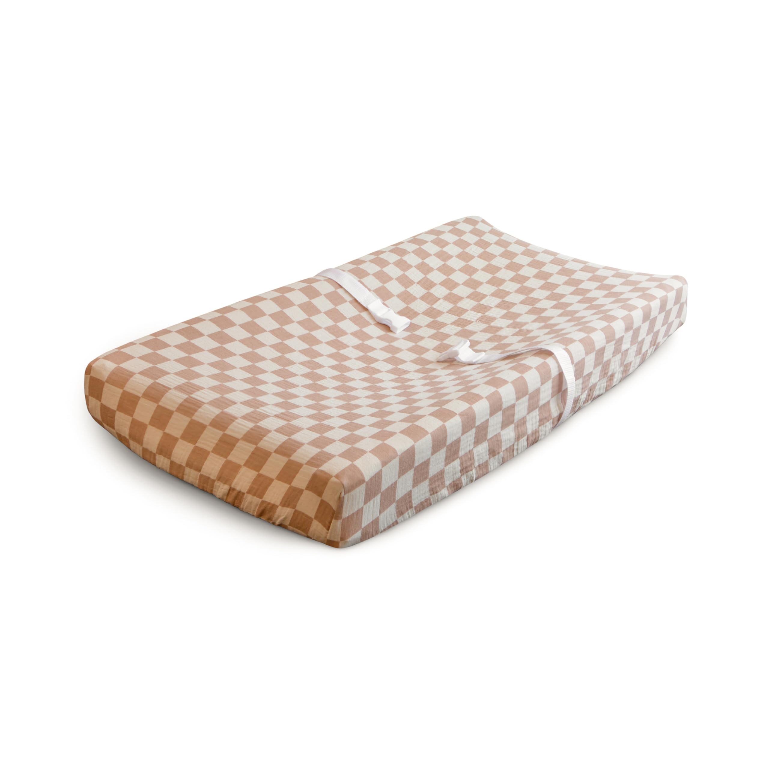 mushie Extra Soft Muslin Fitted Changing Pad Cover (Natural Check)