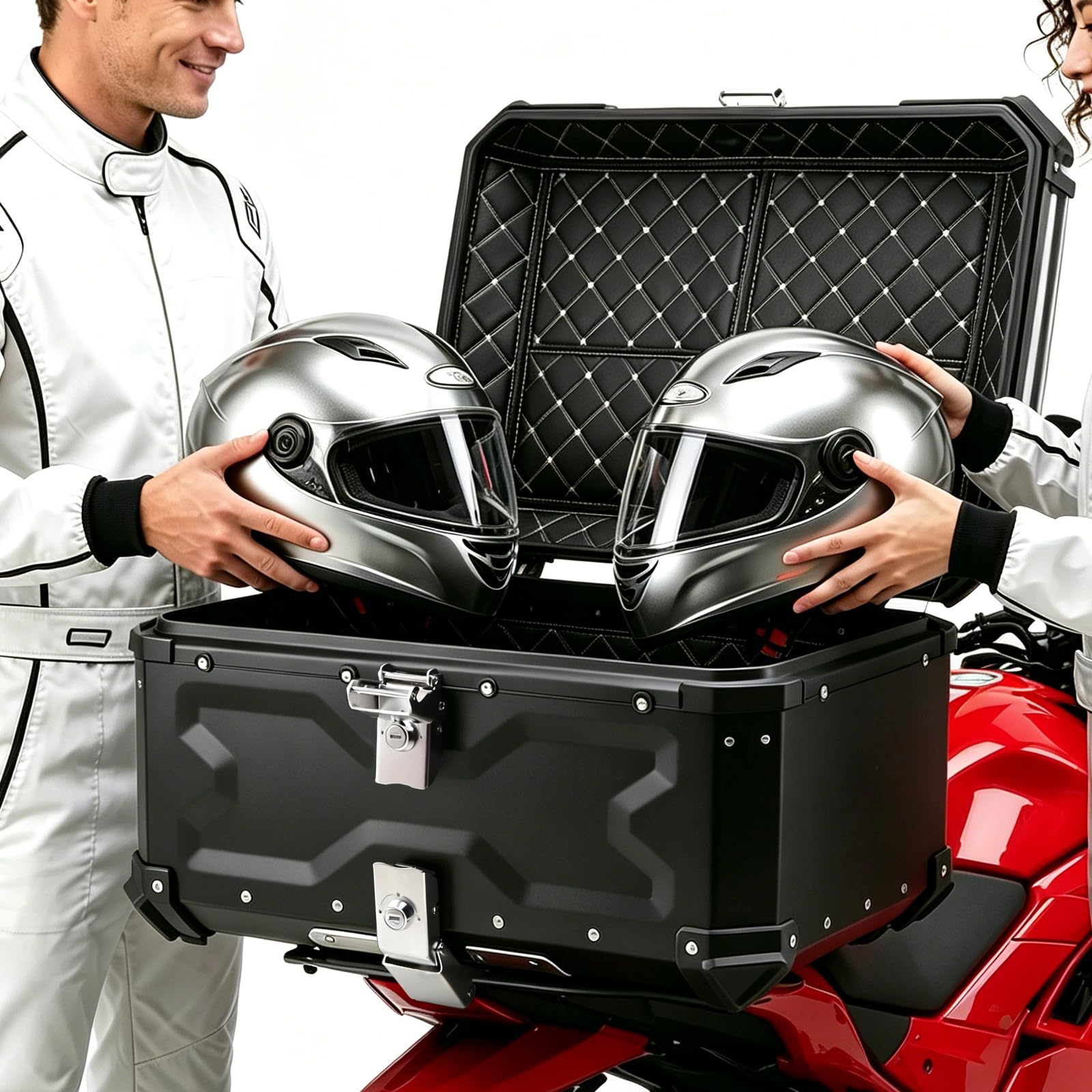 Top Case Moto 65L Aluminium Valise Moto Coffre Arrière Noir