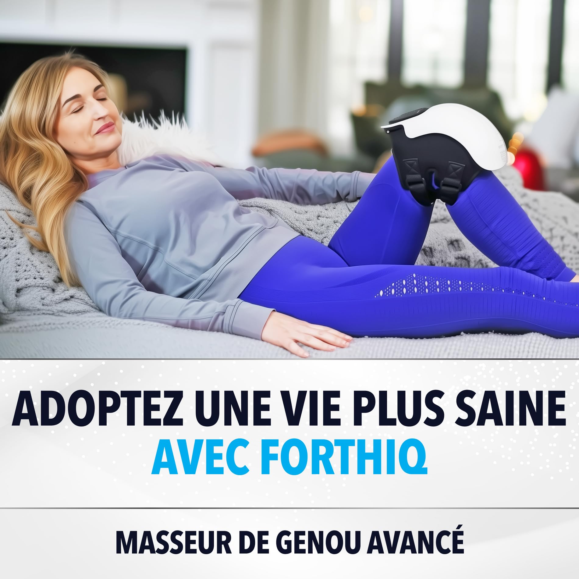 FORTHiQ Masseur de Genou Sans Fil, Soulage la Douleur Articulaire par Chaleur Infrarouge, Thérapie Laser et Vibratoire pour l'Arthrite, Gonflement, Tension, Étirement Ligamentaire, Blessure Musculaire