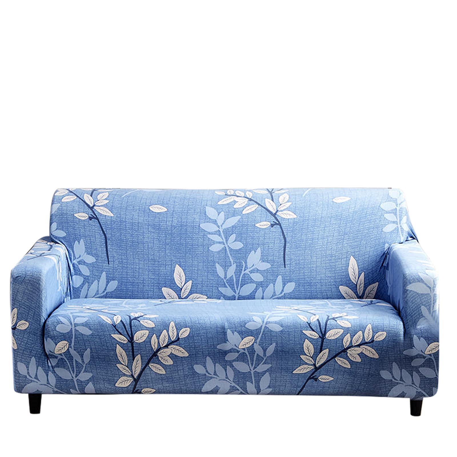 Copridivano 4 Posti In Cotone Blu Motivo Rombi - Misure 230x340 Cm, Elastico, Facile Da Lavare