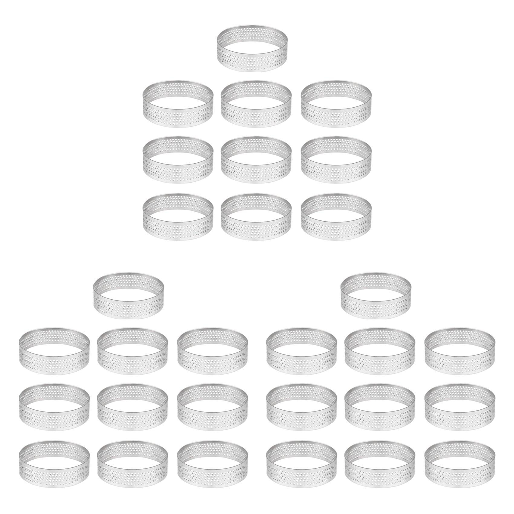 Hndhbfgrt 30Pcs 4.5cm Round Stainless Perforated Seamless Tart Ring Quiche Ring Tart Pan Pie Tart Ring with Hole Tart Shell Ring