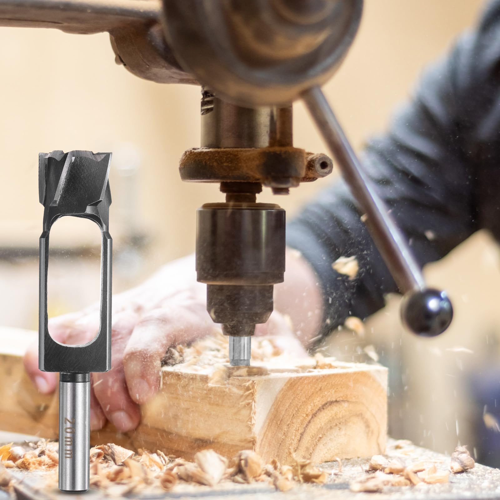 QUARKZMAN Bois Tenon Goujon Bouchon Fraise 20mm Métrique Tenon Goujon Coupe Outils Foret Mèche Haute vitesse Acier Bouchon à Bois Cheville Coupeur avec Tige ronde