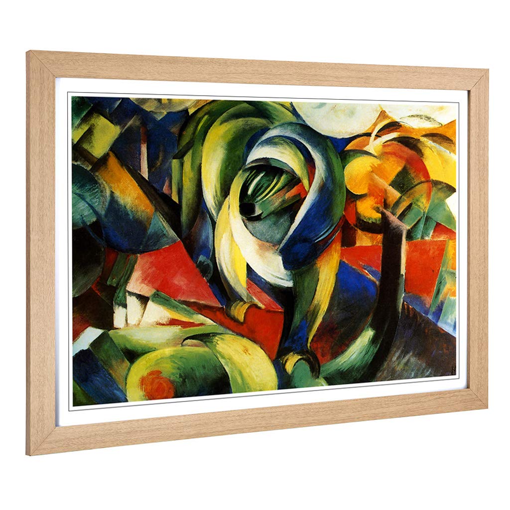 Big Box Art Framed Print of Franz Marc The Mandrill Design | Wall Art Picture | Home Decor for Kitchen, Living, Dining Room, Bedroom, Hallway, Office, Oak, A2 / 24.5x18 Inch / 62x45cm