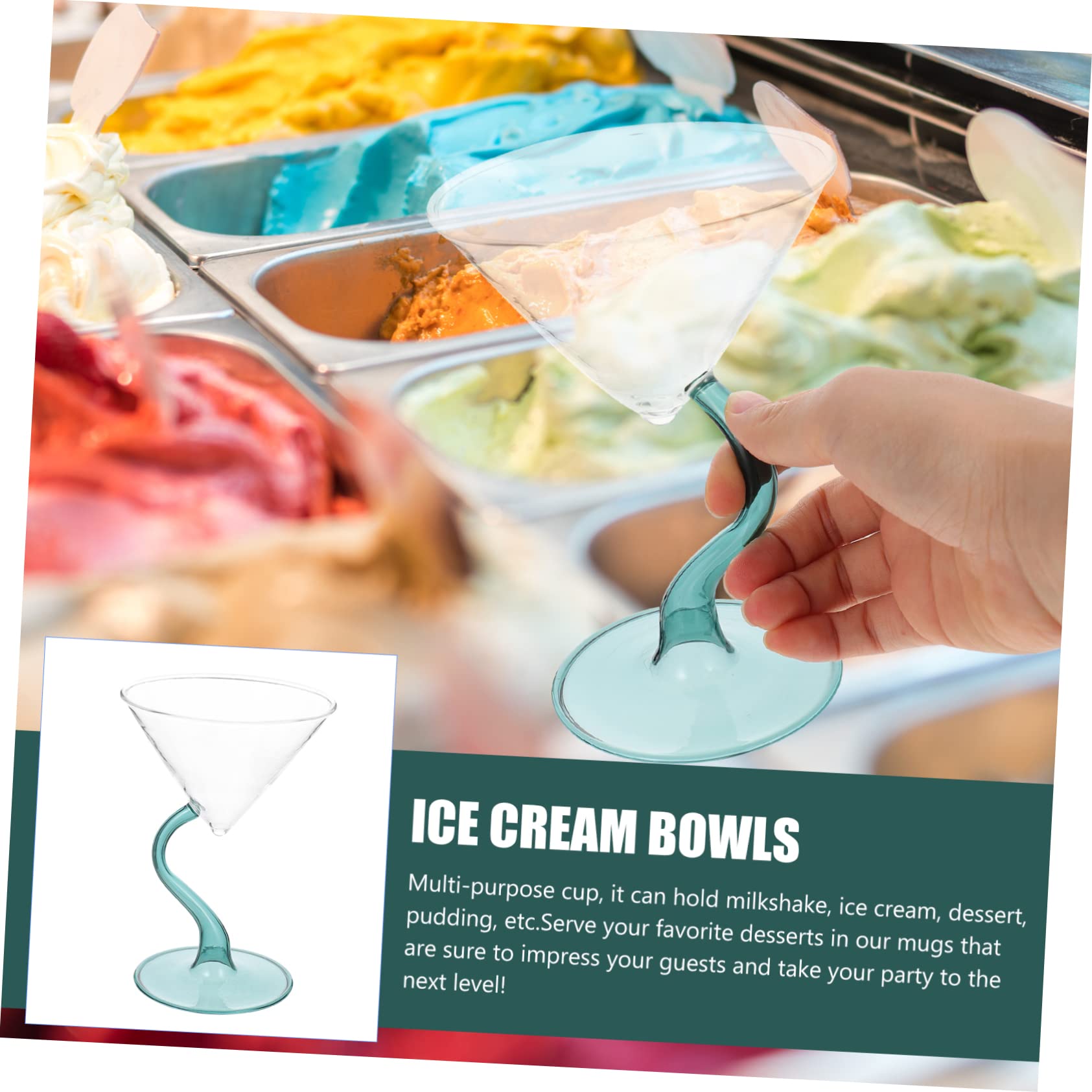 ABOOFAN 2 Pz coppa gelato in vetro tazze di semifreddo bicchieri da martini portafrutta tazza piede calici gelato coppa da cocktail tè al latte bicchiere bevande ciotola da dessert