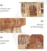 Vista 2 de 1 cesta de almacenamiento de hongos de ratán natural, cesta de almacenamiento creativa hecha a mano con asa, cesta de escritorio con tapa