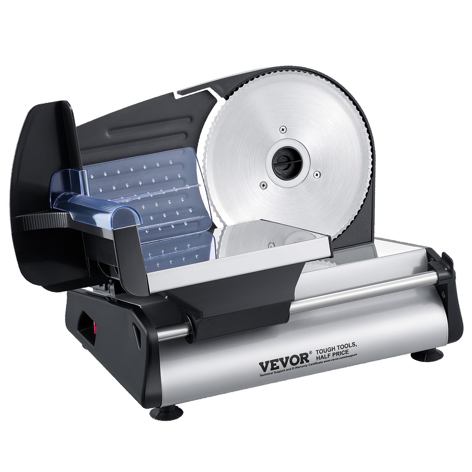 VEVOR Cortadora de Alimentos Eléctrica de 180 W con Dos Cuchillas SUS420 de Primera Calidad, Grosor Ajustable, Máquina Cortadora de Alimentos, Pan Duro y Queso, Uso Doméstico, 390 x 260 x 280 mm