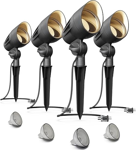 Miniatura 1 de VENUS MANUFACTURING Paquete de 4 luces de inundación de paisaje de bajo voltaje, 50 W, halógenas, kits de iluminación de paisaje al aire libre, 380