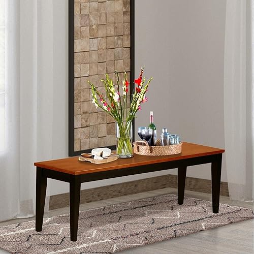 Miniatura 5 de East West Furniture Nib-WHI-W Nicoli - Banco de comedor con asiento de madera, 54 x 15 x 17 pulgadas, suero de leche y cereza