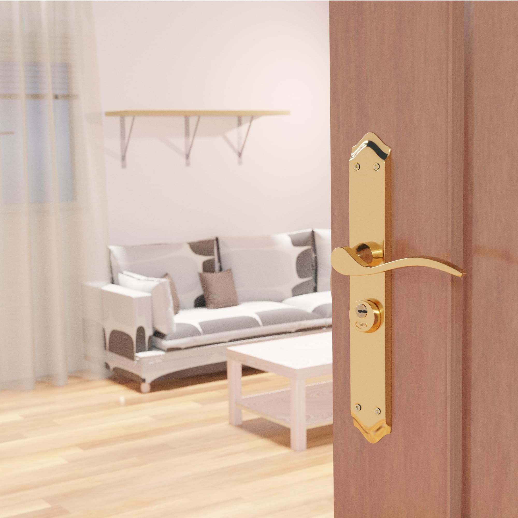 Amig - ALFA Prawa klamka do drzwi z trzpieniem 46 z mosiądzu stalowego | Trzpień z kluczem | 242 x 44 mm | Nadaje się do drzwi 35-45 mm | Ergonomiczna i elegancka konstrukcja wnętrza