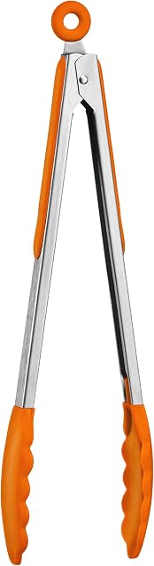 Premier Housewares 805038 Orange Silicone Tongs Silicon Tongs For Cooking Tongs With Silicone Tips Silicone Cooking Tongs Silicone Cooking Tips 34x4x4