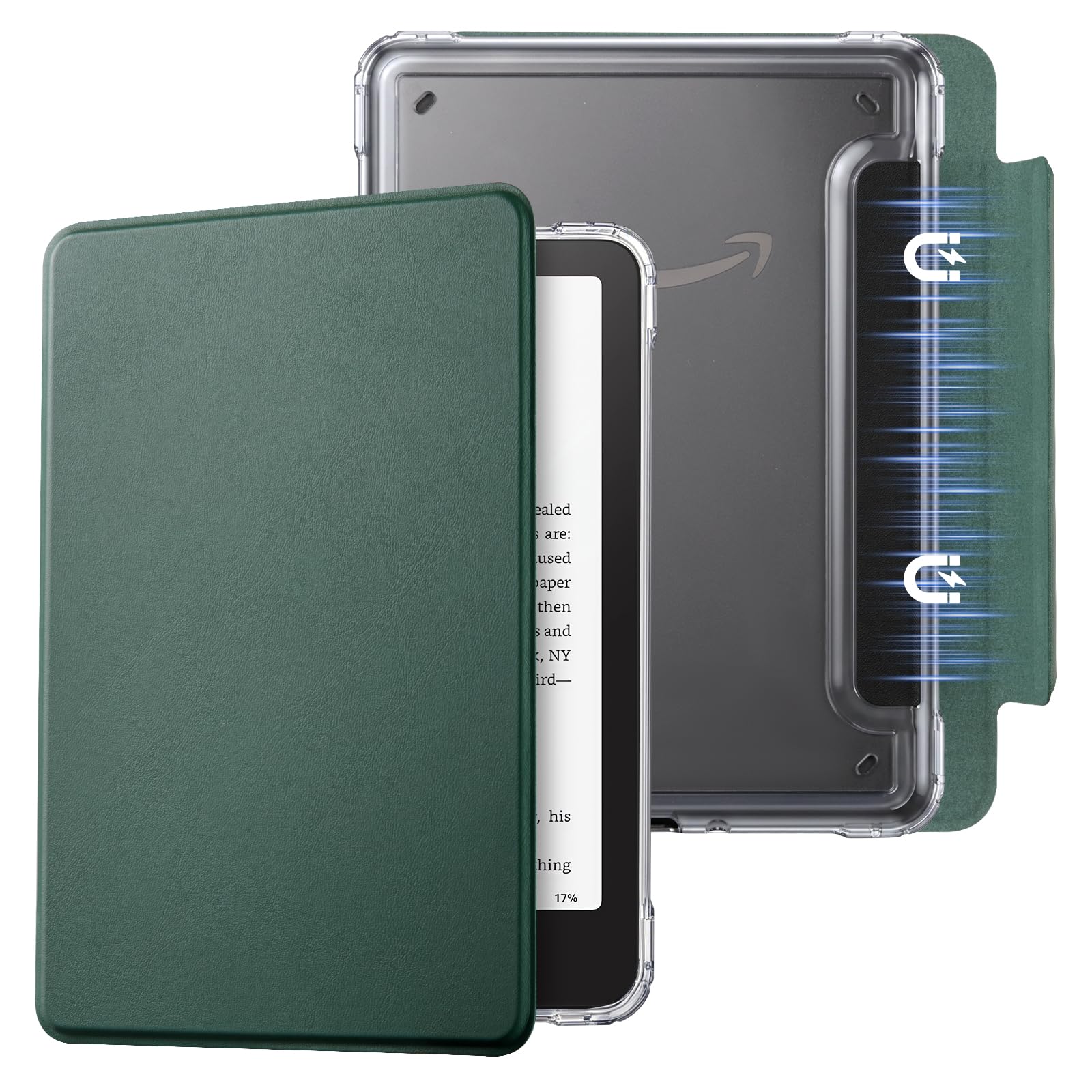 CoBak Detachable Magnetic Case for 6" Kindle 11th Gen -2024/2022,Dark Green