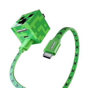 LIQUIPEL Powertek Charging Bundle USB-A to Lightning MFi Certified and Wall Charger Minecraft Creeper