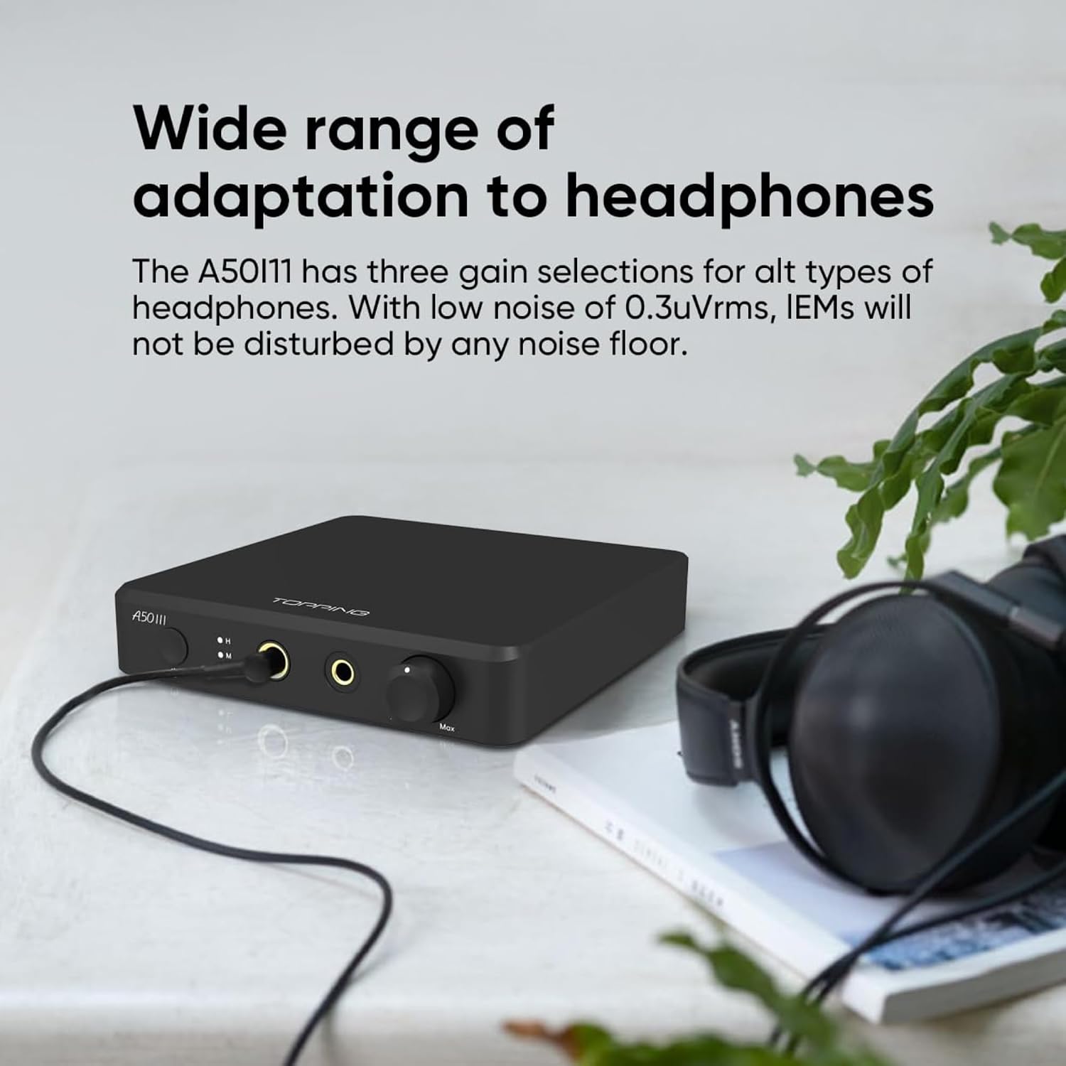 Topping A50 III NFCA Headphone Amplifier, 3500mW x 3500mW Home Audio Headphone Amp, RCA/TRS to 4.4mm/6.35mm Earphone Output with 3 Gain Settings 12V Trigger for IEM, Black