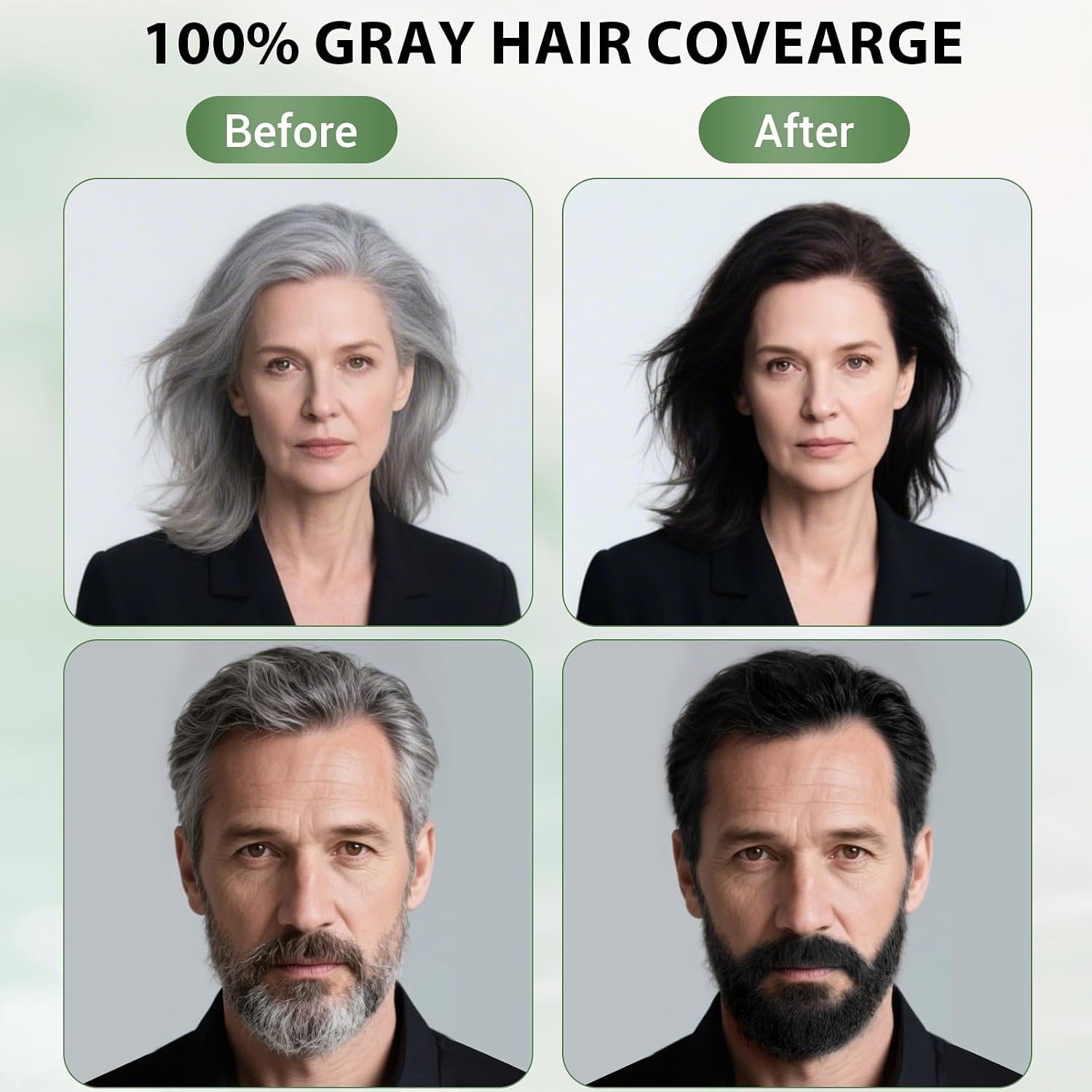 Champú para teñir el cabello negro para mujeres y hombres, champú instantáneo gris