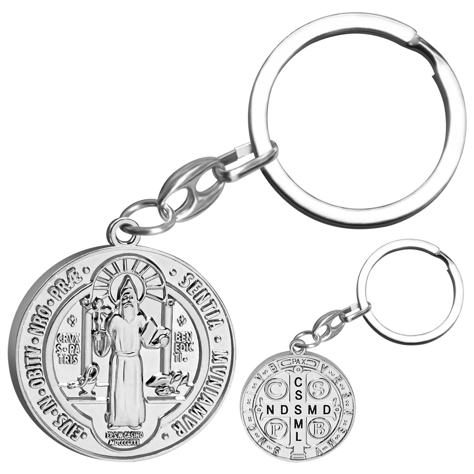 AnwlkiSt Benedict Medal Key Chain Saint Benedict Keychain Bless Safety Religious Gift for Parent, Family, Friend, Driver