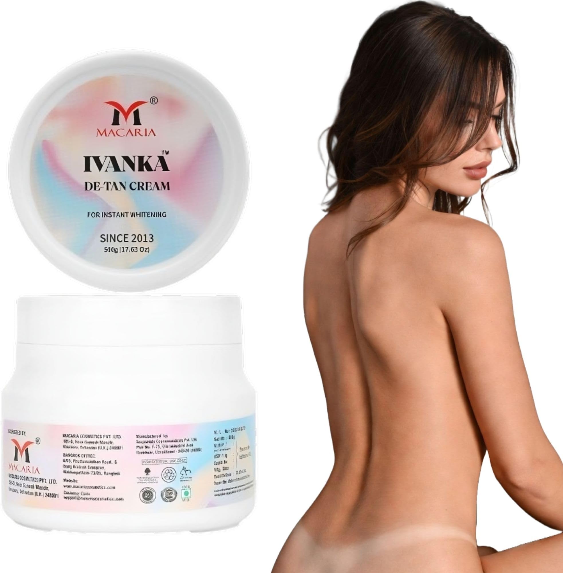 IVANKA Detan Pack Butt Bum Hips Booty Instant Tan Removal Cream for Men & Women | De-Tan Face & Full Body Glowing Skin Cream | Natural Ingredients | 500g Detan Pack