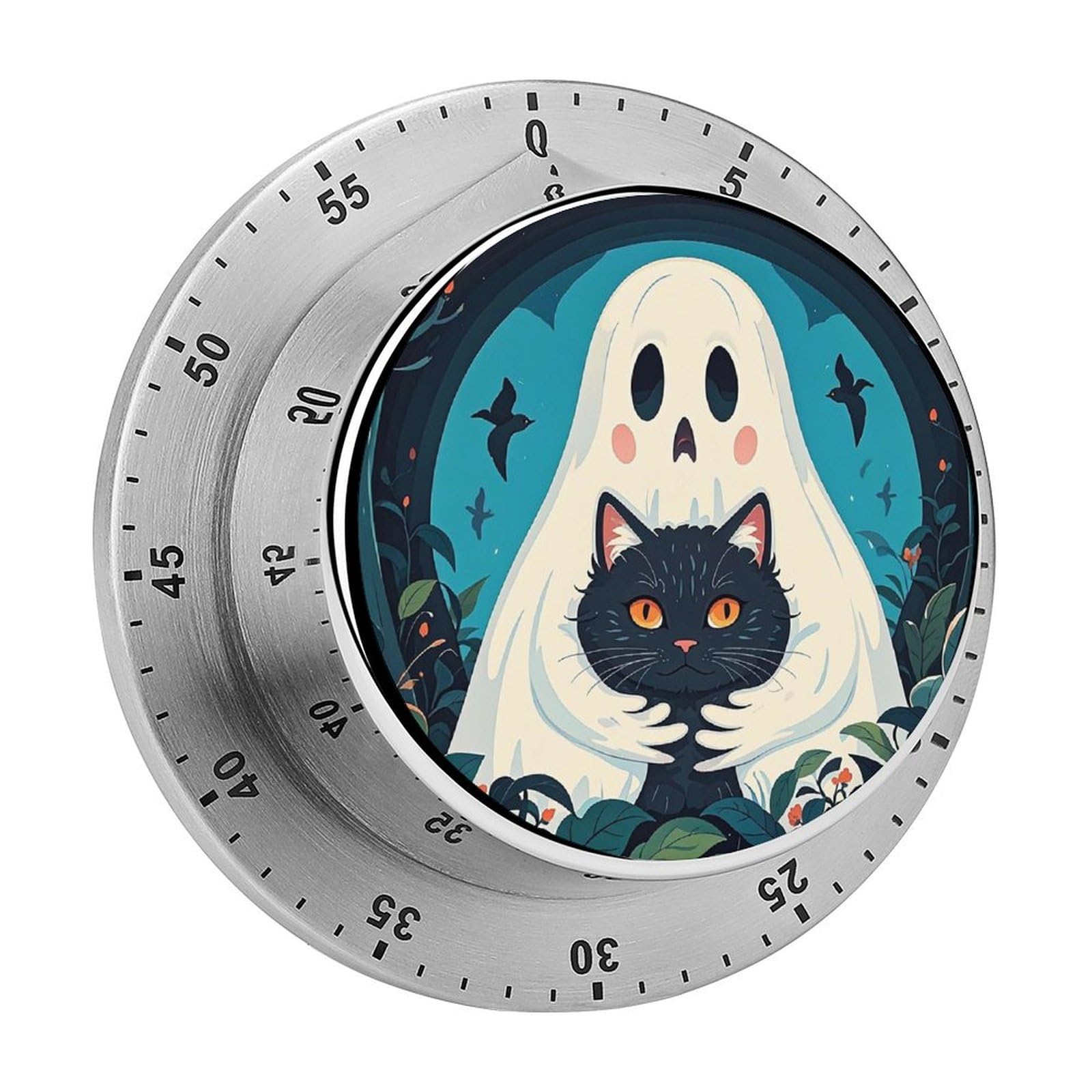 Ghost Black Cat Printed Waterproof Christmas Timer with Loud Alarm Outdoor Timer for Cooking Exercise Baking