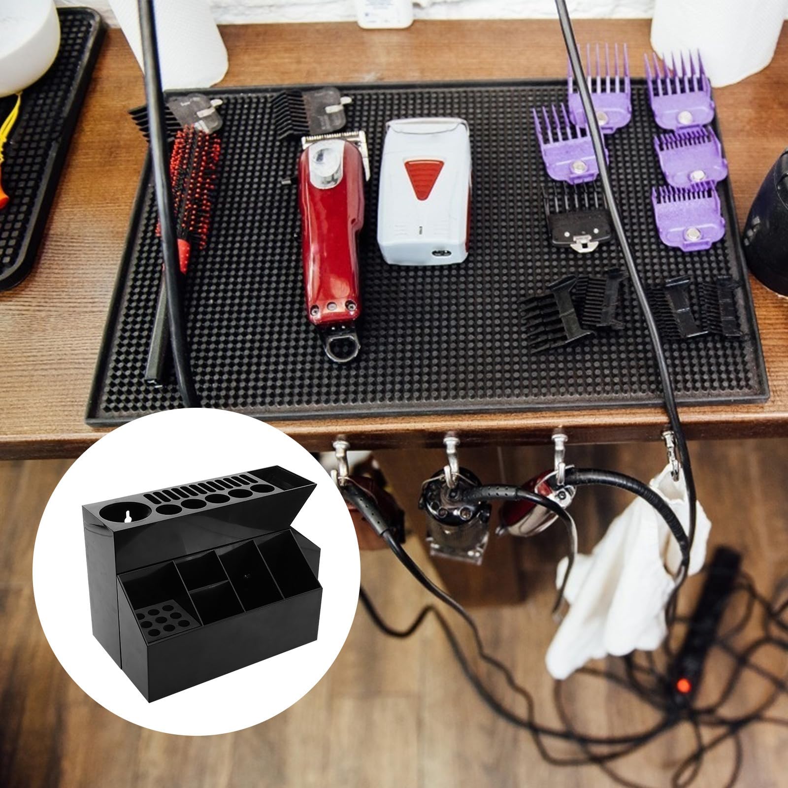 Caja de Tijeras de Escritorio ABS Negra para Peluquería
