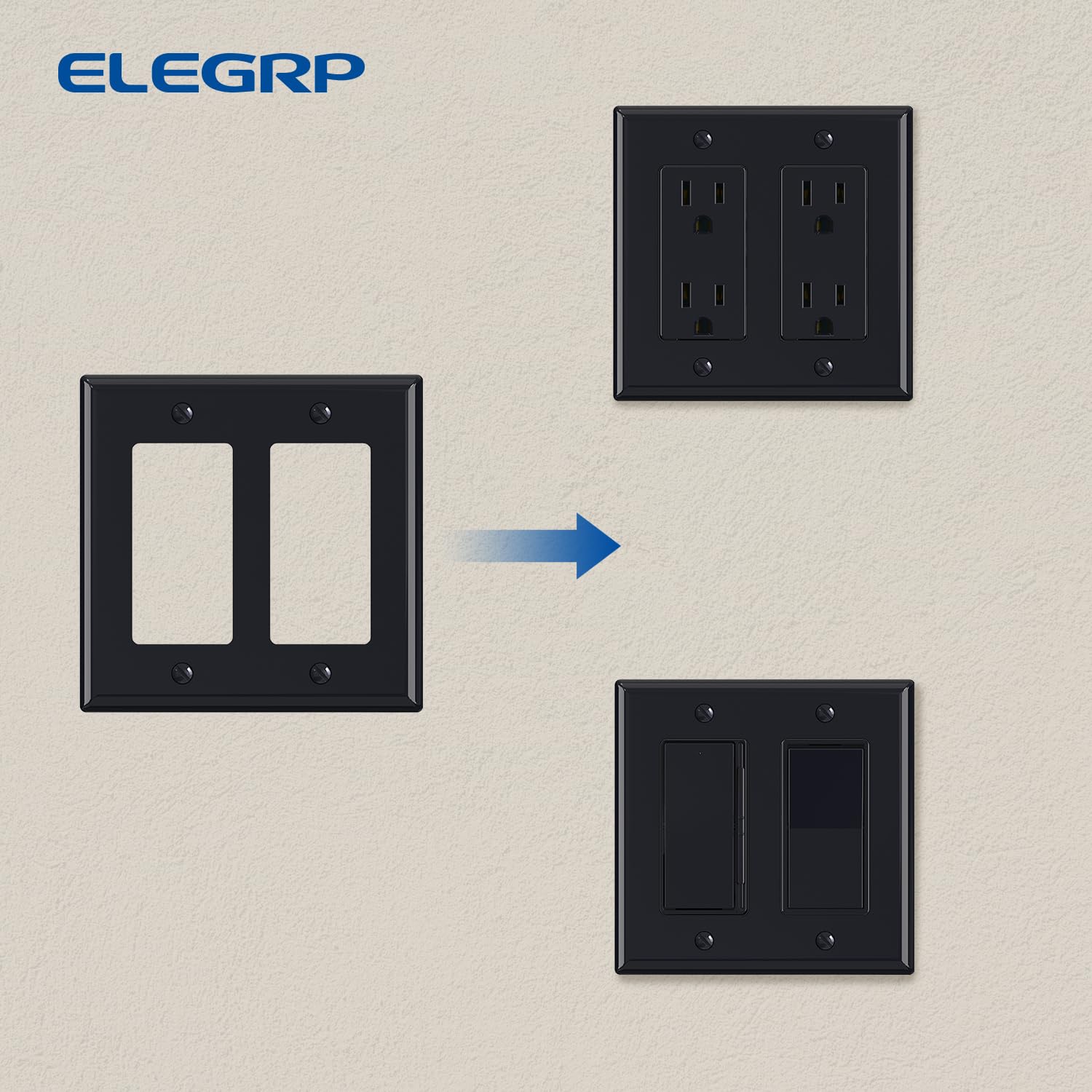 Decorative Wall Plates - Glossy Black (5 Pack) -4 Decorative Wall Plates - Glossy Black (5 Pack) -4