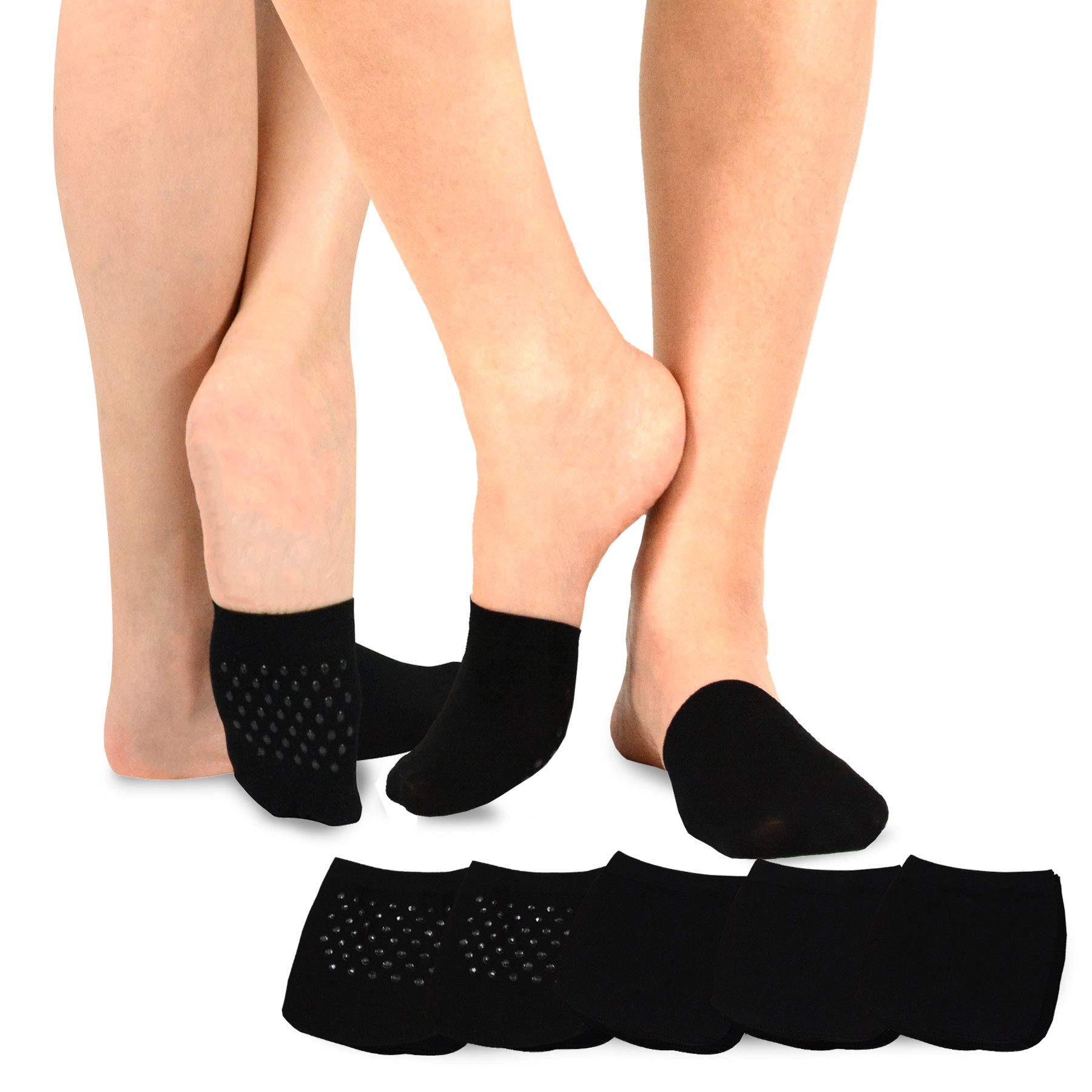 TeeHee SocksTeeHee Womens Seamless Toe Topper Liner Socks 5-Pack with Non-Skid Bottom