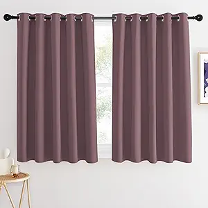 NICETOWN Blackout Curtains 54 Inches Long, Thermal Insulated Room Darkening Curtains for Bedroom, Window Treatment Drapes for Living Room Nursery (W66 x L54 Inch, Dry Rose, 1 Panel)