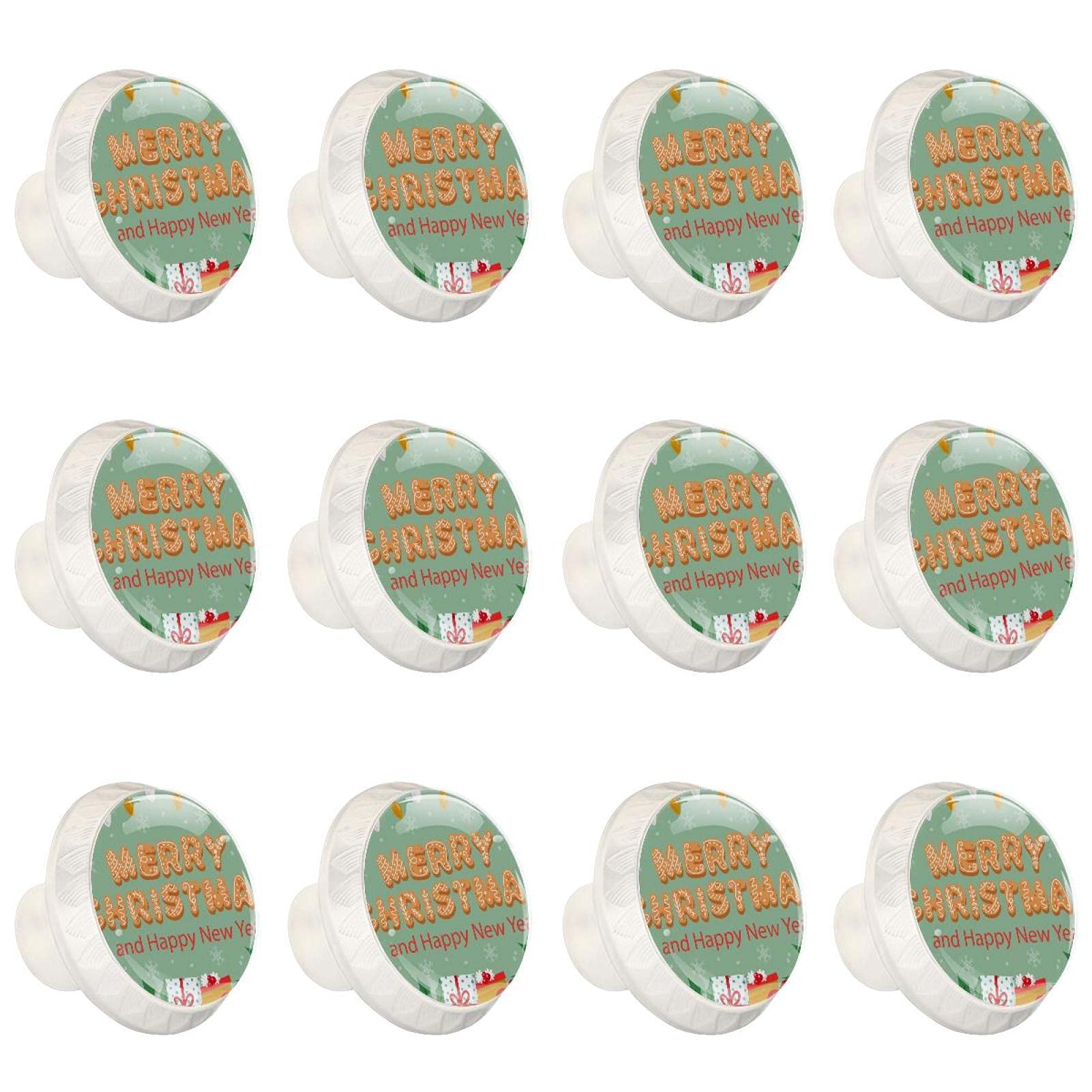 Boutons ronds joyeux noël pour armoires de cuisine et commodes festives x12
