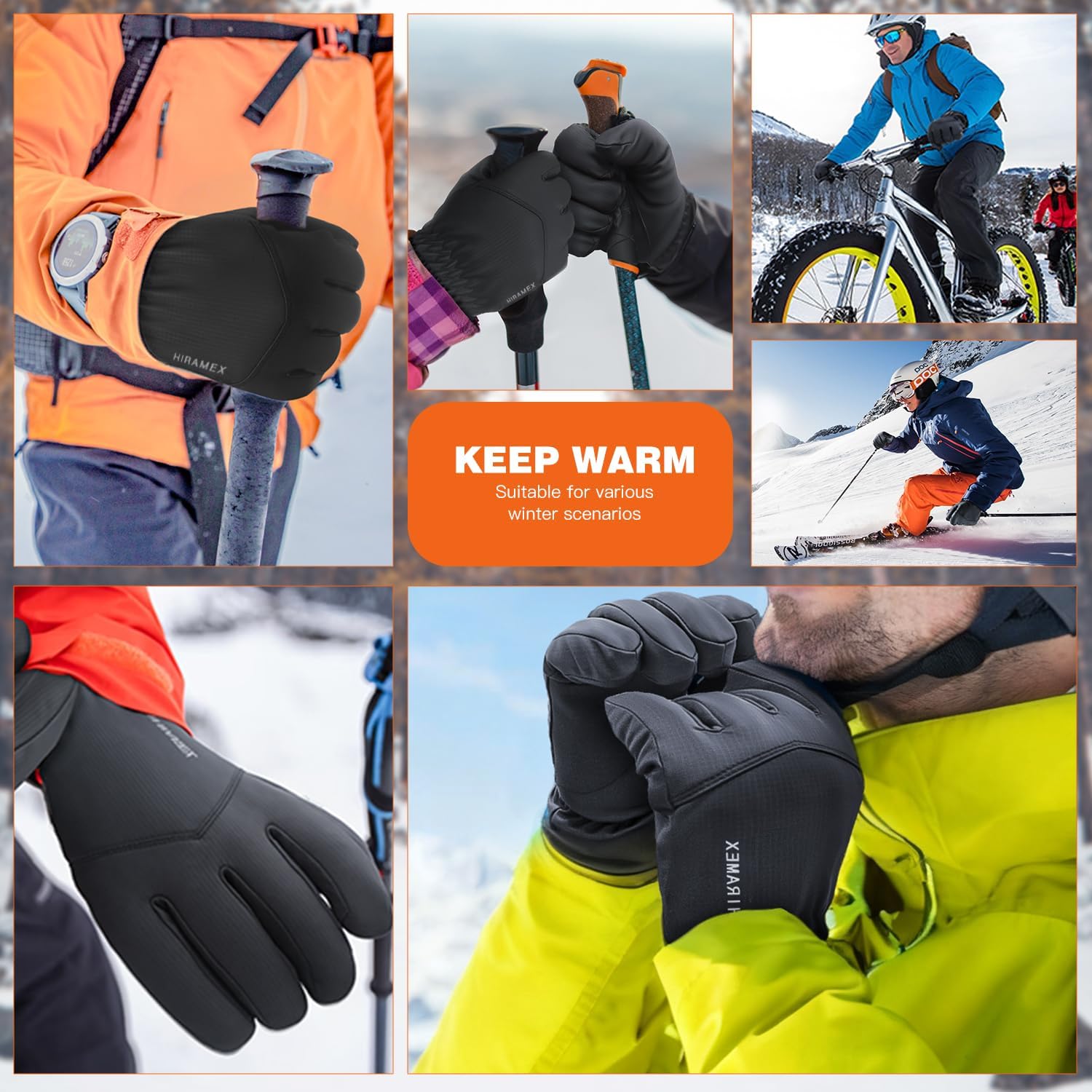 Winter Windproof Gloves Men Women, Waterproof Warm Ski Gloves for Cold Weather, Touch Screen Snow Warm, Running Driving Cycling - Image 6