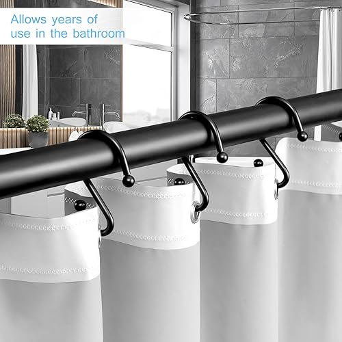 Miniatura 2 de BellRhein Ganchos para cortina de ducha, ganchos de ducha para cortina de ducha, gancho de metal en forma de S a prueba de óxido, anillos