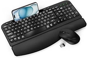 EAYBLLY Wave Keys Wireless Ergonomic Keyboard with Cushioned Wrist Rest
