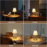 Lampe rechargeable avec 3000mah Batterie,5W LED Lampe sans fil en or,3 Températures de couleur Lampe de table rechargeable,Fabric Petite lampe de table,Mini Lampe tactile sans fil pour chambre, comptoir cuisine, H9.8 in