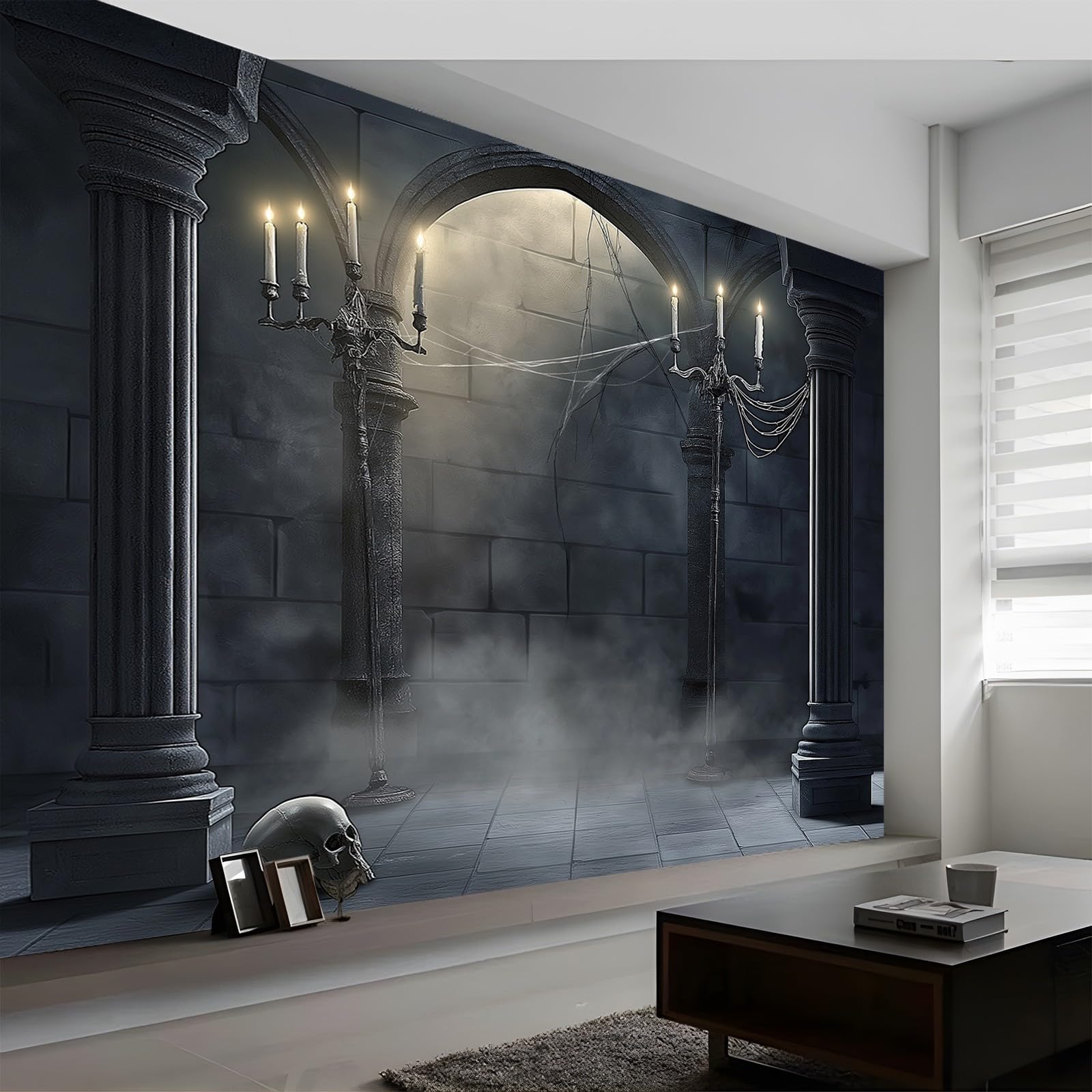 Papel Pintado Pared 300 x 210 cm 3D Papel Tapiz Candelabro gótico de fantasía Decoración De Pared Sala Cuarto Gris oscuro tela no tejida muebles Papel tapiz - papel pintado pared dormitorio