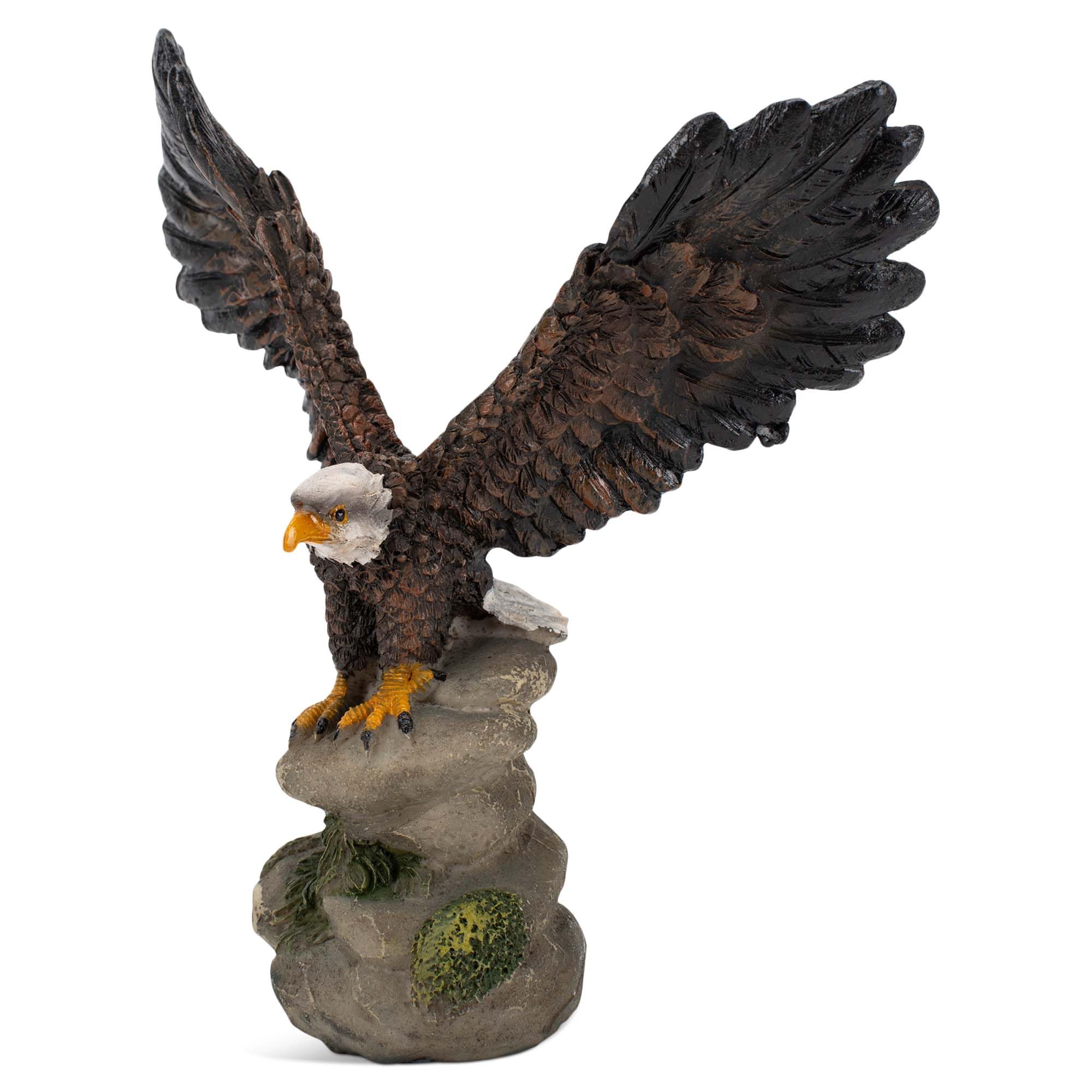 MayRich Company 11565 Bald Eagle Spread Wings on Rocks Multicolor 6.5 x 6 Inches Resin Collectible Animal Statue Figurine