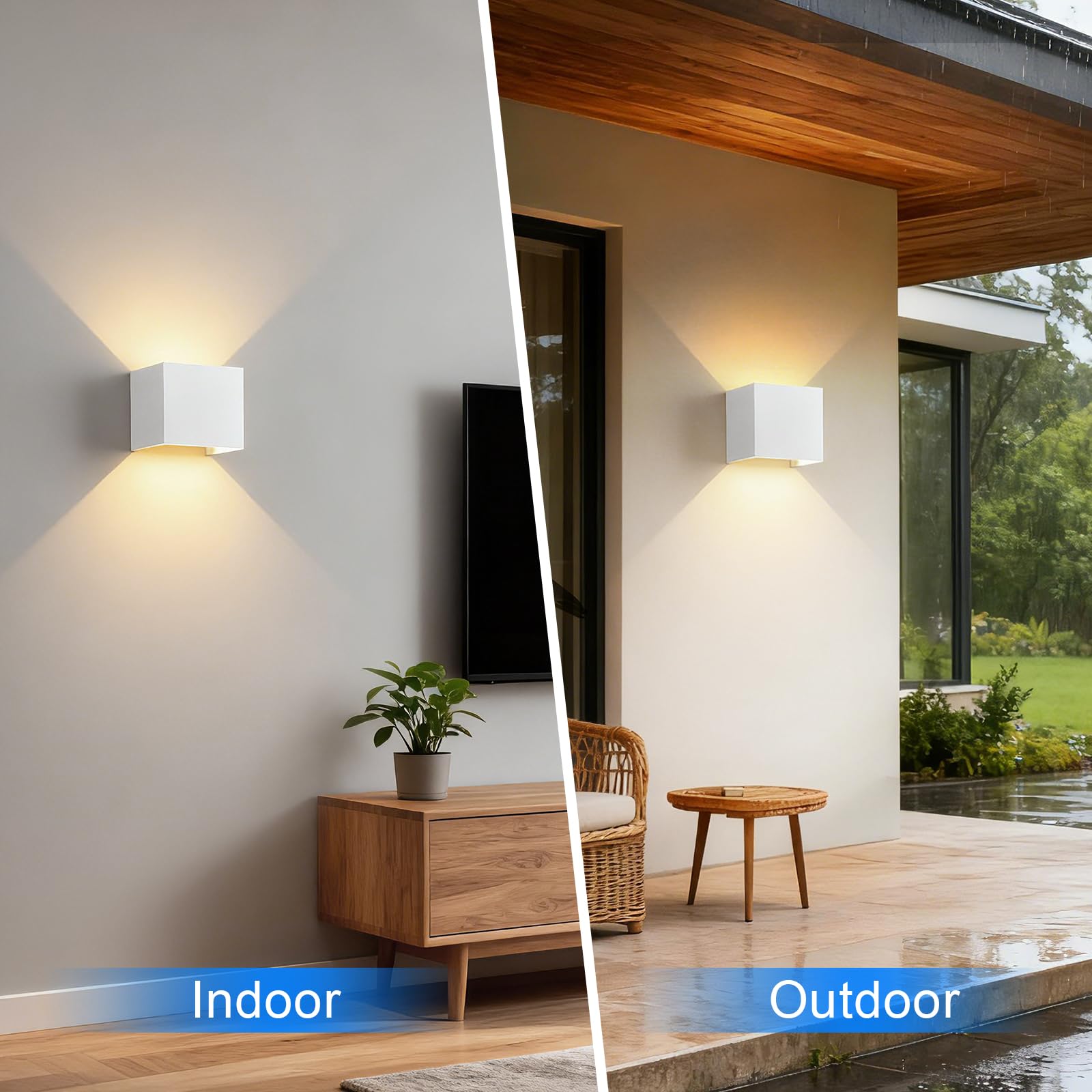 ERWEY 2 pezzi Lampada da parete a LED bianco caldo 12W Lampade da parete impermeabili con angolo di emissione regolabile IP54 Illuminazione a LED da parete per interni ed esterni, bianco