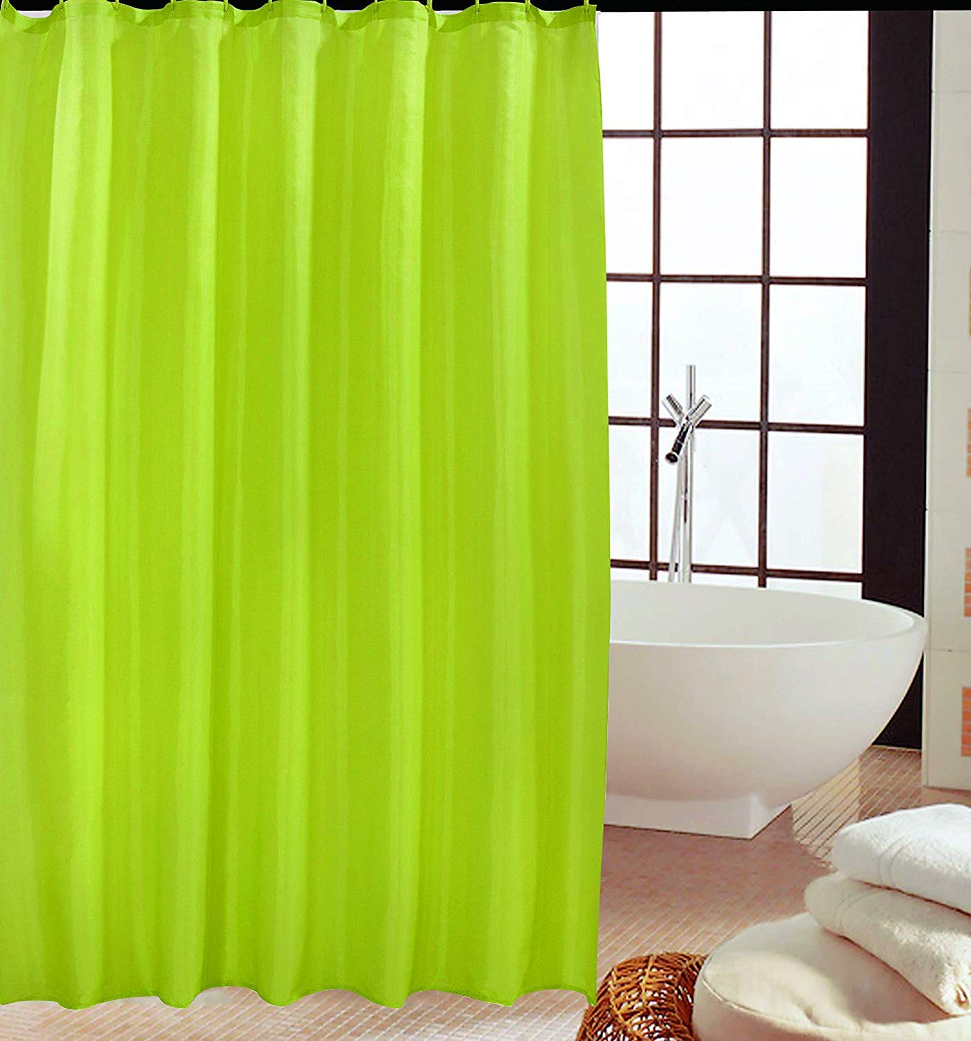 Kav Lime Polyester Fabric Shower Mould And Mildew Resistant Curtain 180 X 180 Cm (71 X 71 Inch) Tiles Patterned (Choose Colour From Drop Down Menu)