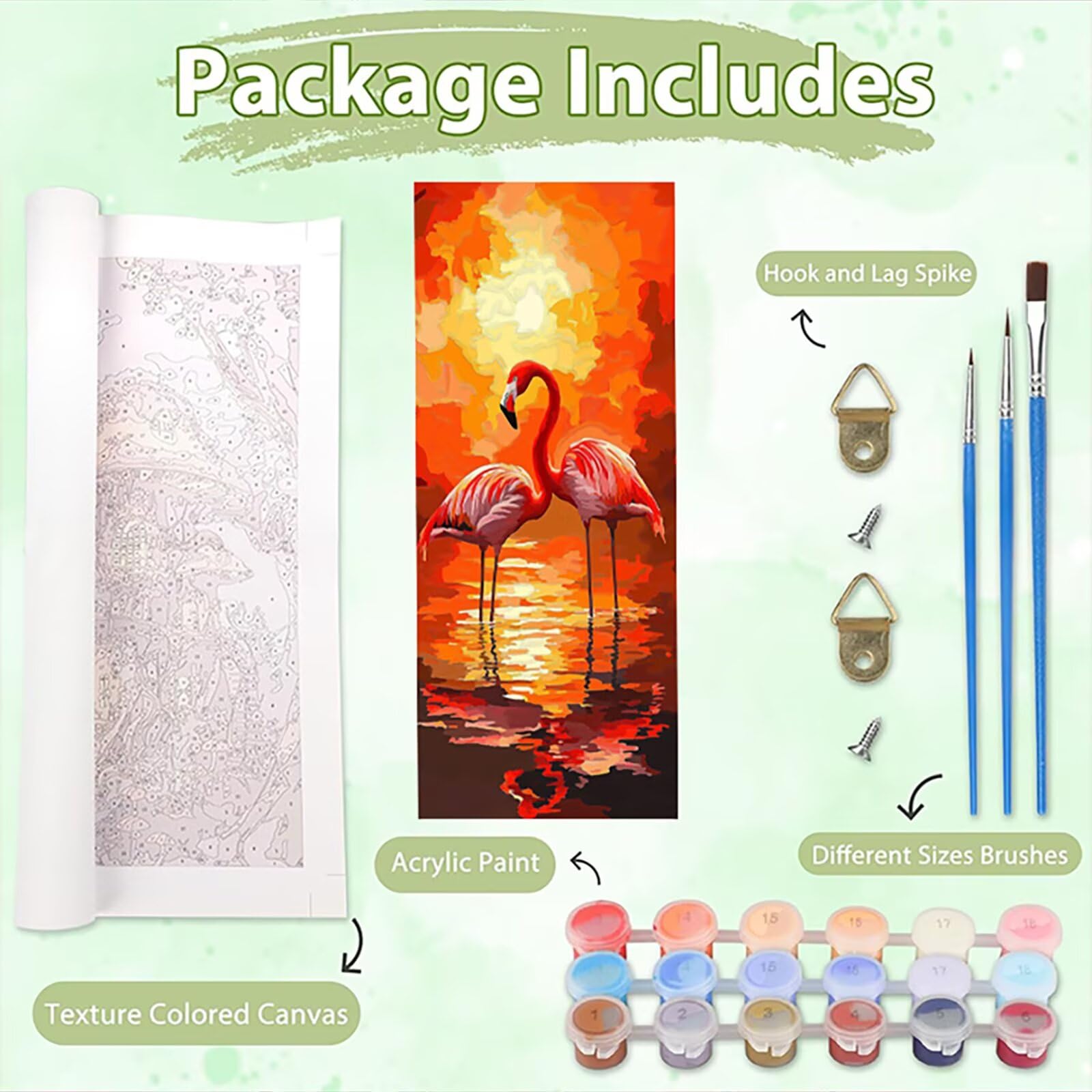 Malen Nach Zahlen 50x150cm Leinwand Flamingo Malen Nach Zahlen Erwachsene mit Ohne Rahmen, DIY Kreativ Set für Erwachsene mit Pinseln und Acrylfarbe, Zimmer Deko Tier Landschaft Geschenk, P0M-830