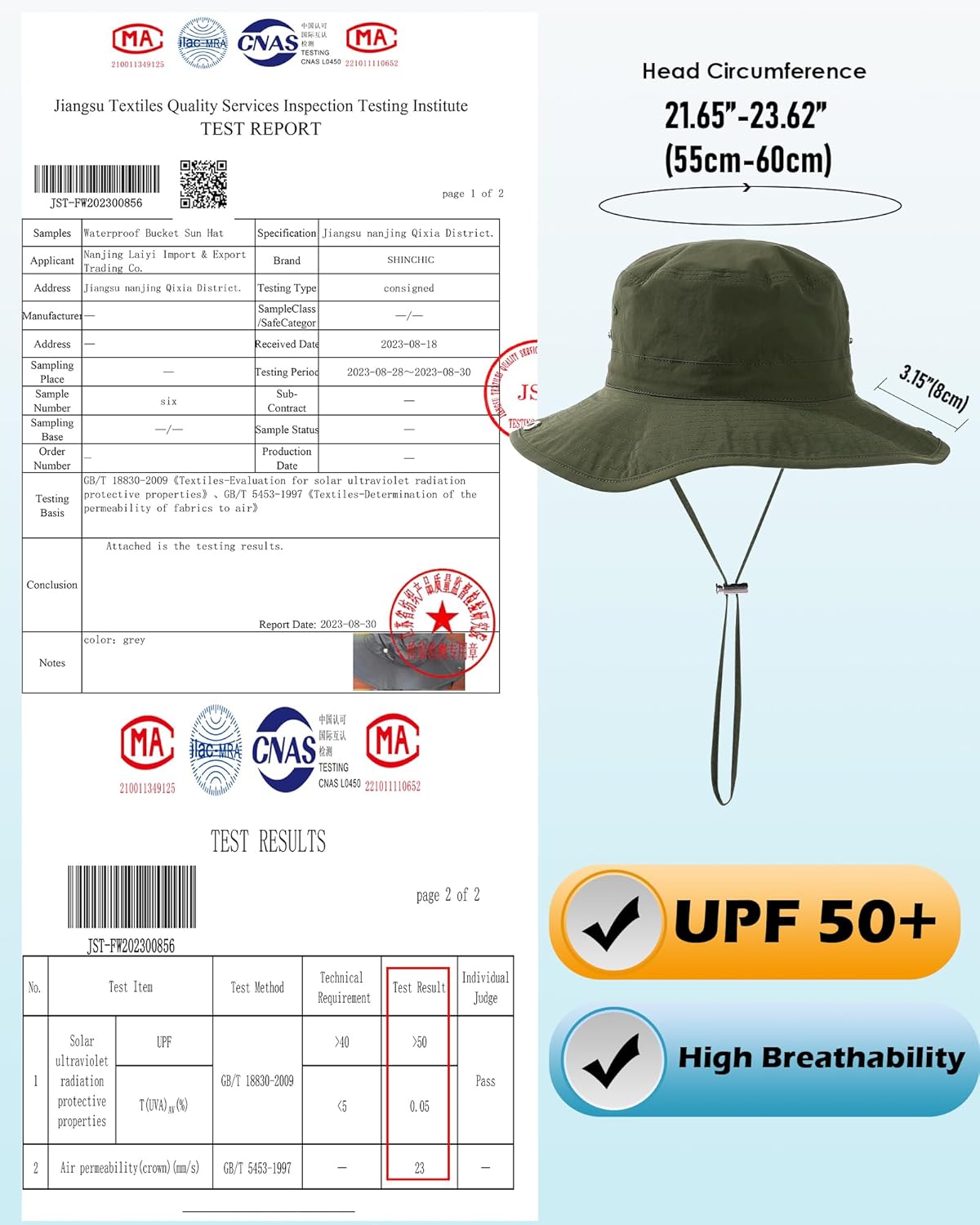 Waterproof Bucket Rain Hat for Women Wide Brim Summer UPF50+ Cowboy Sun Hat Men Foldable Soft Floppy Beach Hat - Image 5