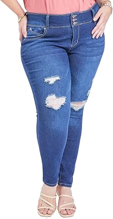 Royalty for Me Womens Royalty for Me Women Plus Size Wannabettabutt 3 Button Lycra Jean Made with Recycled Fibers